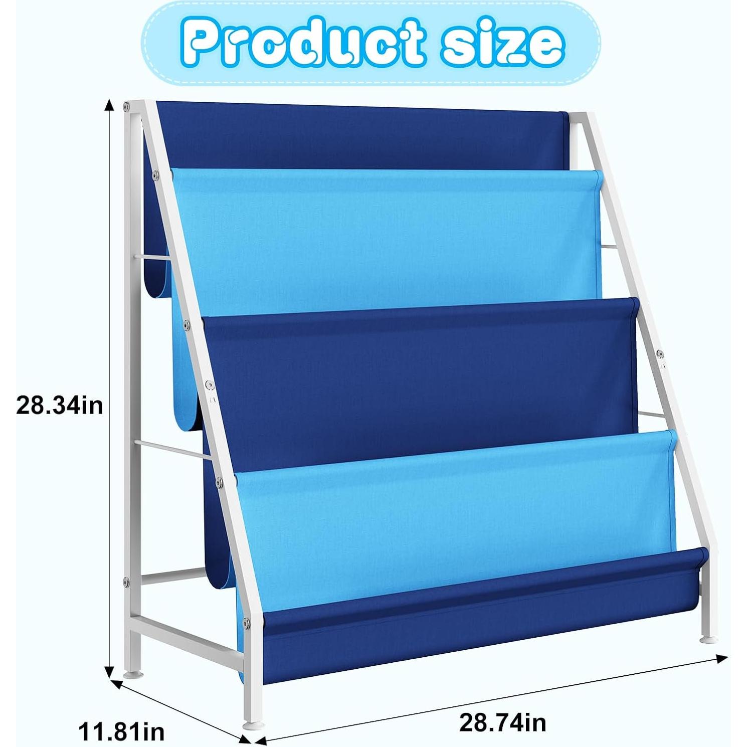 Estante Montessori Azul para Libros Infantiles 4 Niveles