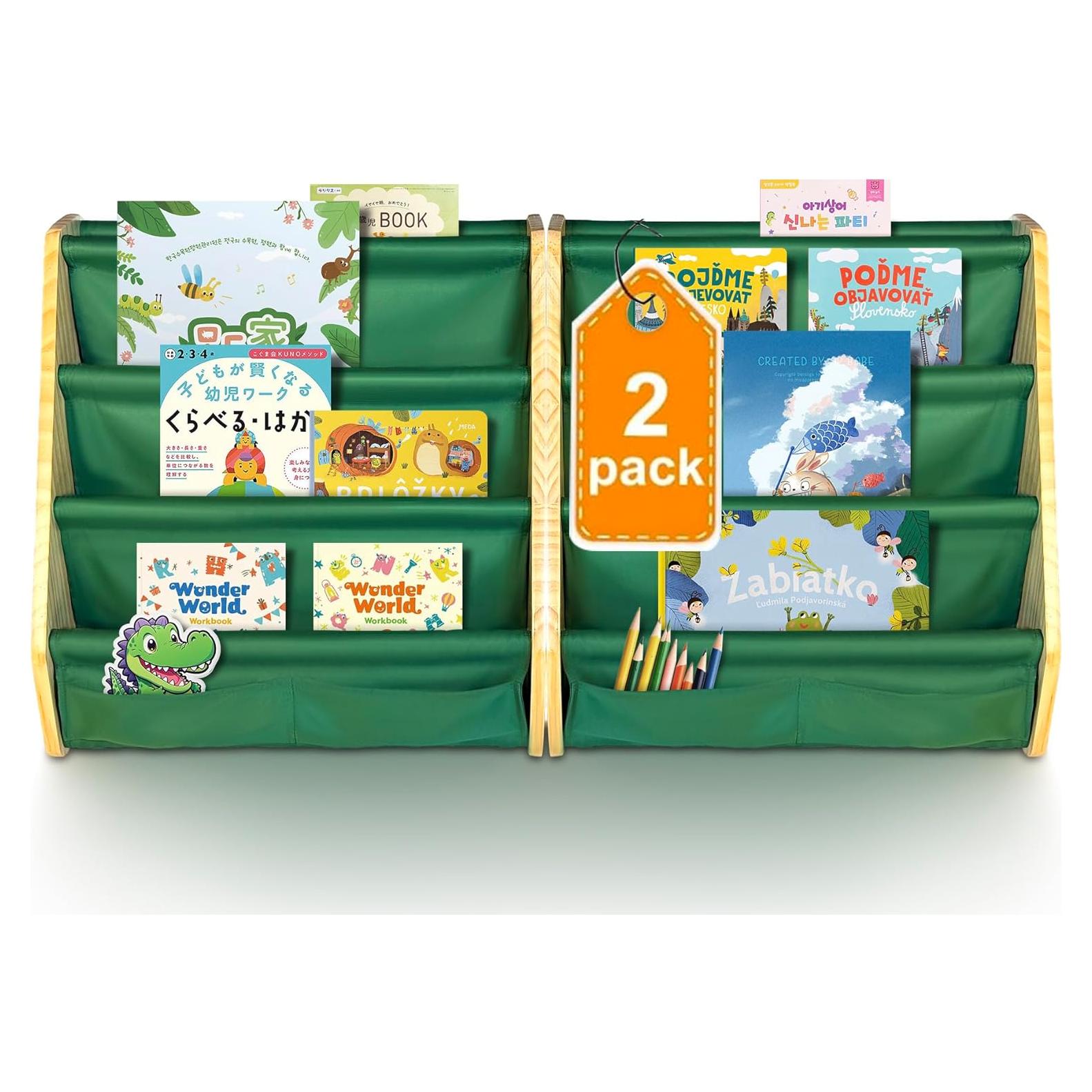 Paquete de 2 estanterías Montessori FANABAS verdes 4 niveles