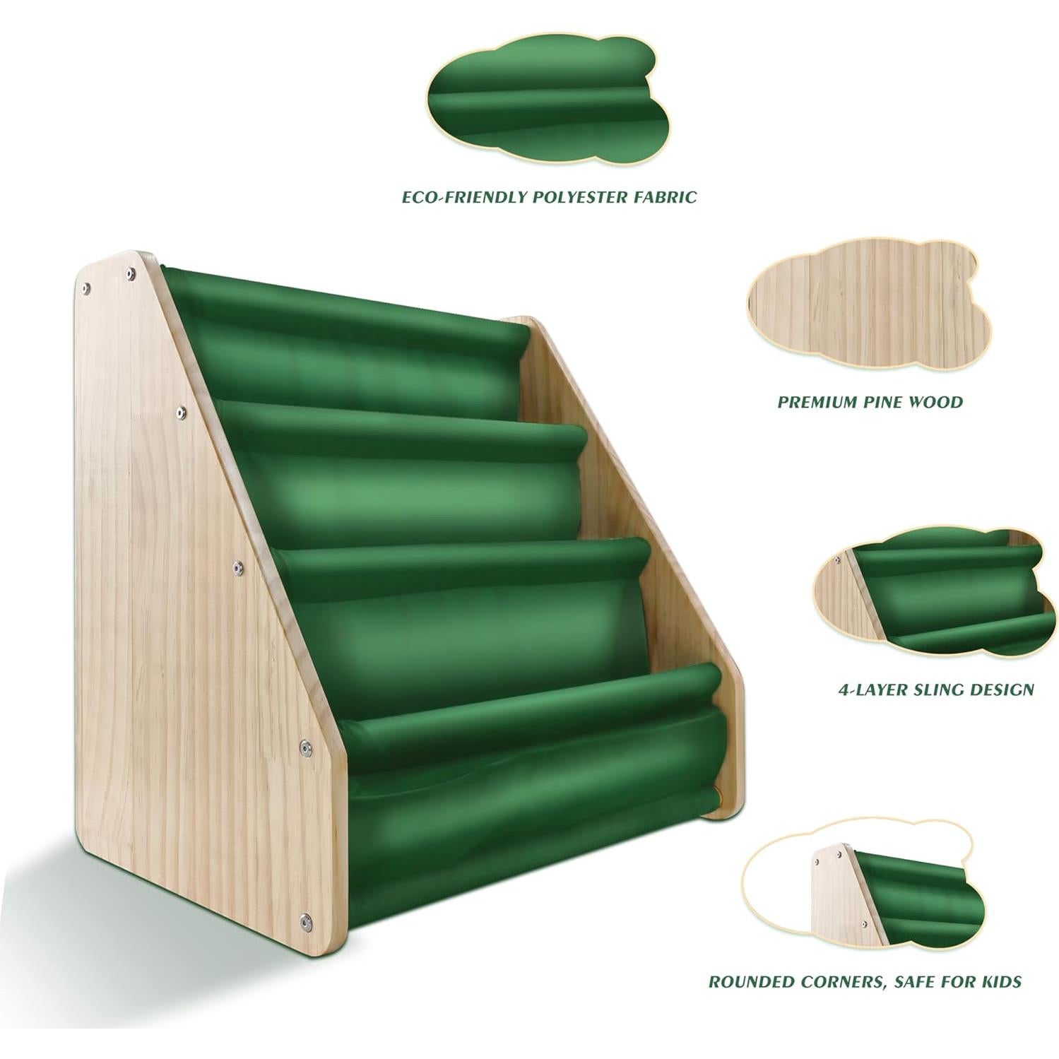 Paquete de 2 estanterías Montessori FANABAS verdes 4 niveles