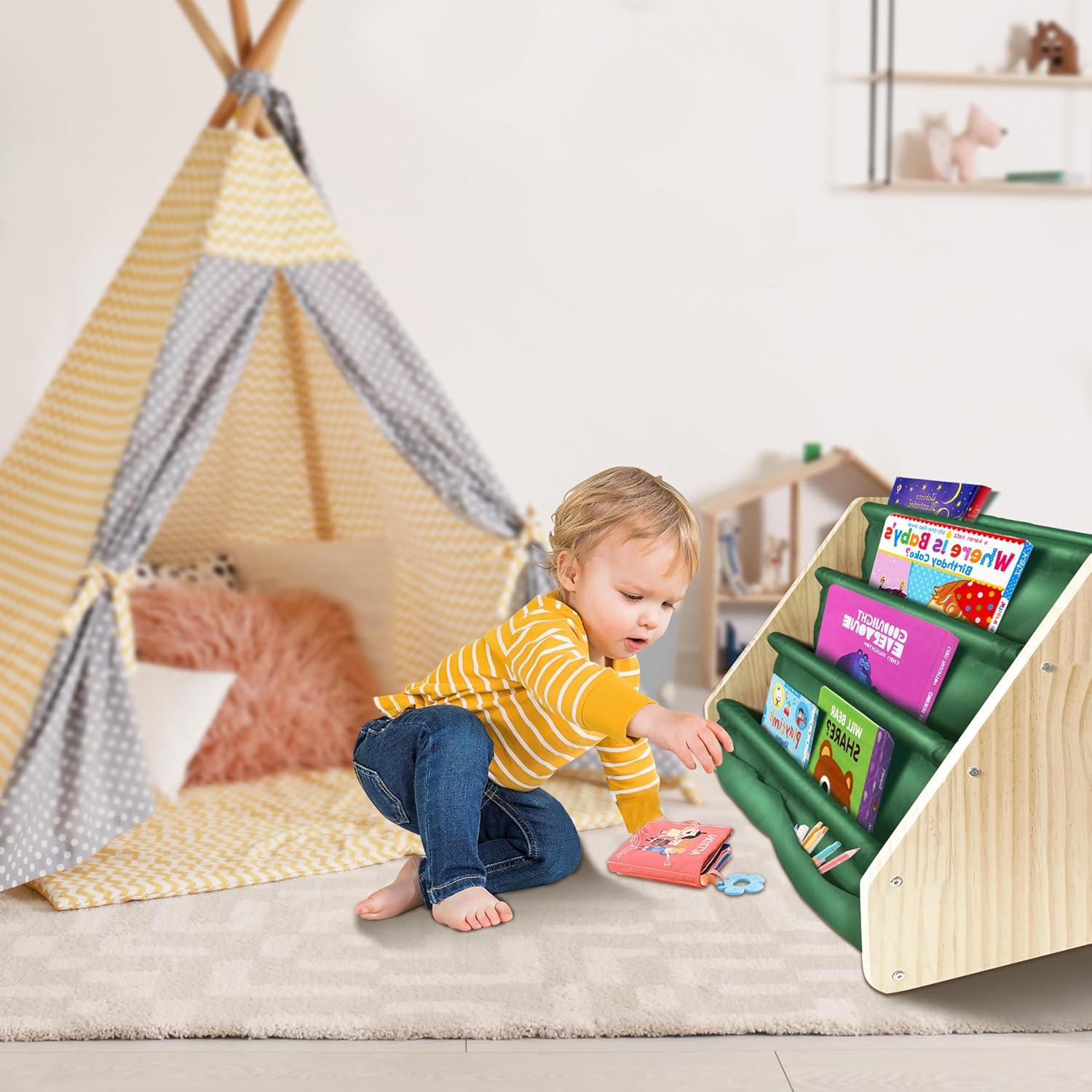 Paquete de 2 estanterías Montessori FANABAS verdes 4 niveles