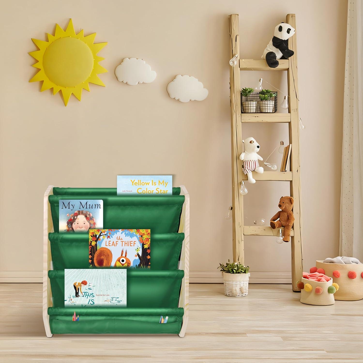 Paquete de 2 estanterías Montessori FANABAS verdes 4 niveles