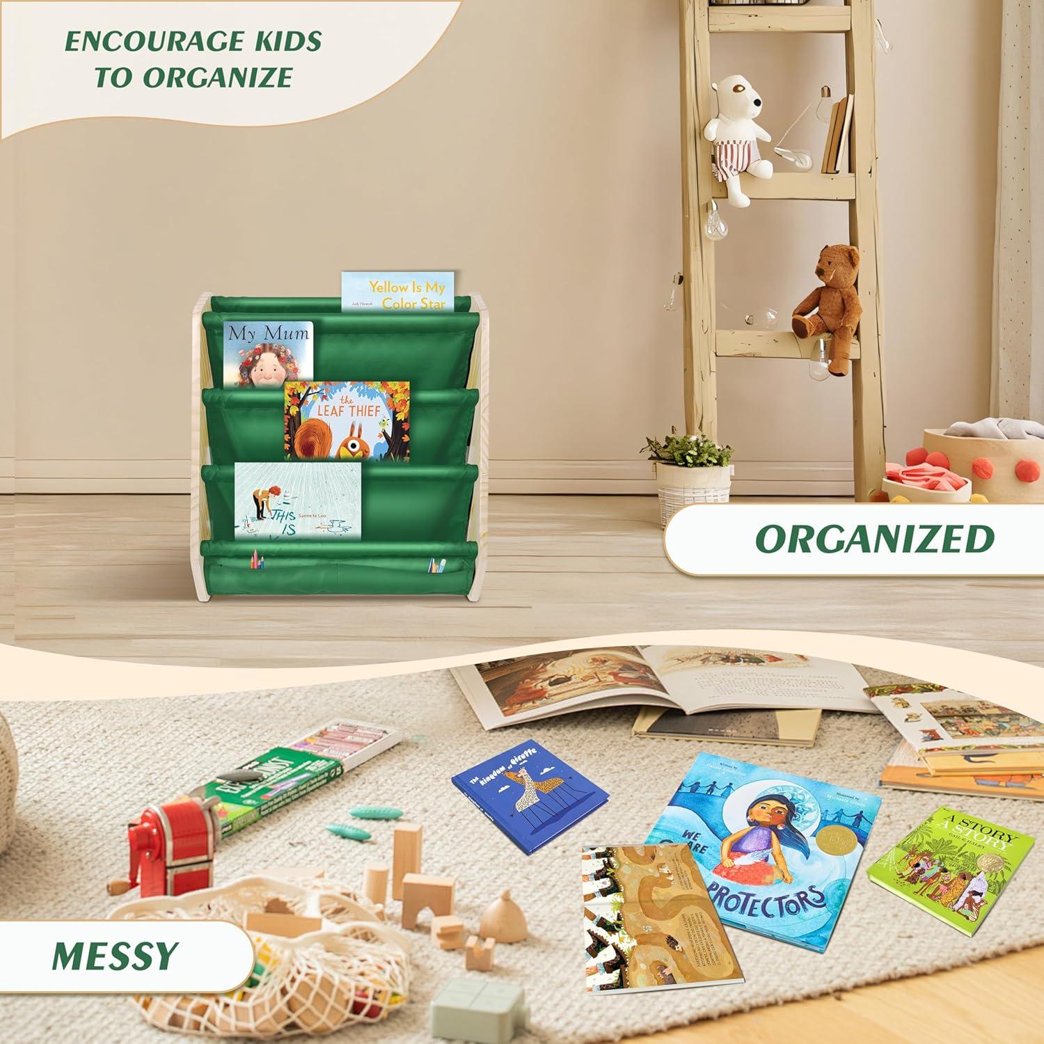 Paquete de 2 estanterías Montessori FANABAS verdes 4 niveles