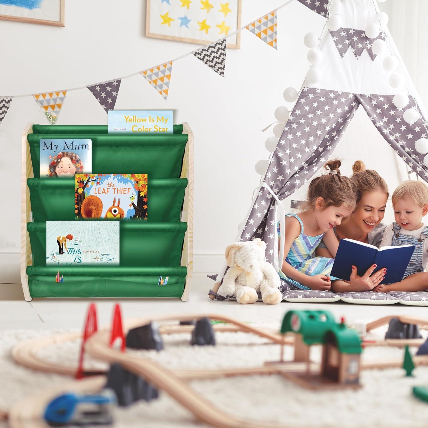 Paquete de 2 estanterías Montessori FANABAS verdes 4 niveles