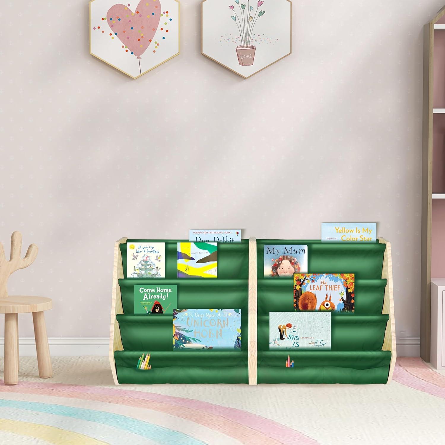 Paquete de 2 estanterías Montessori FANABAS verdes 4 niveles