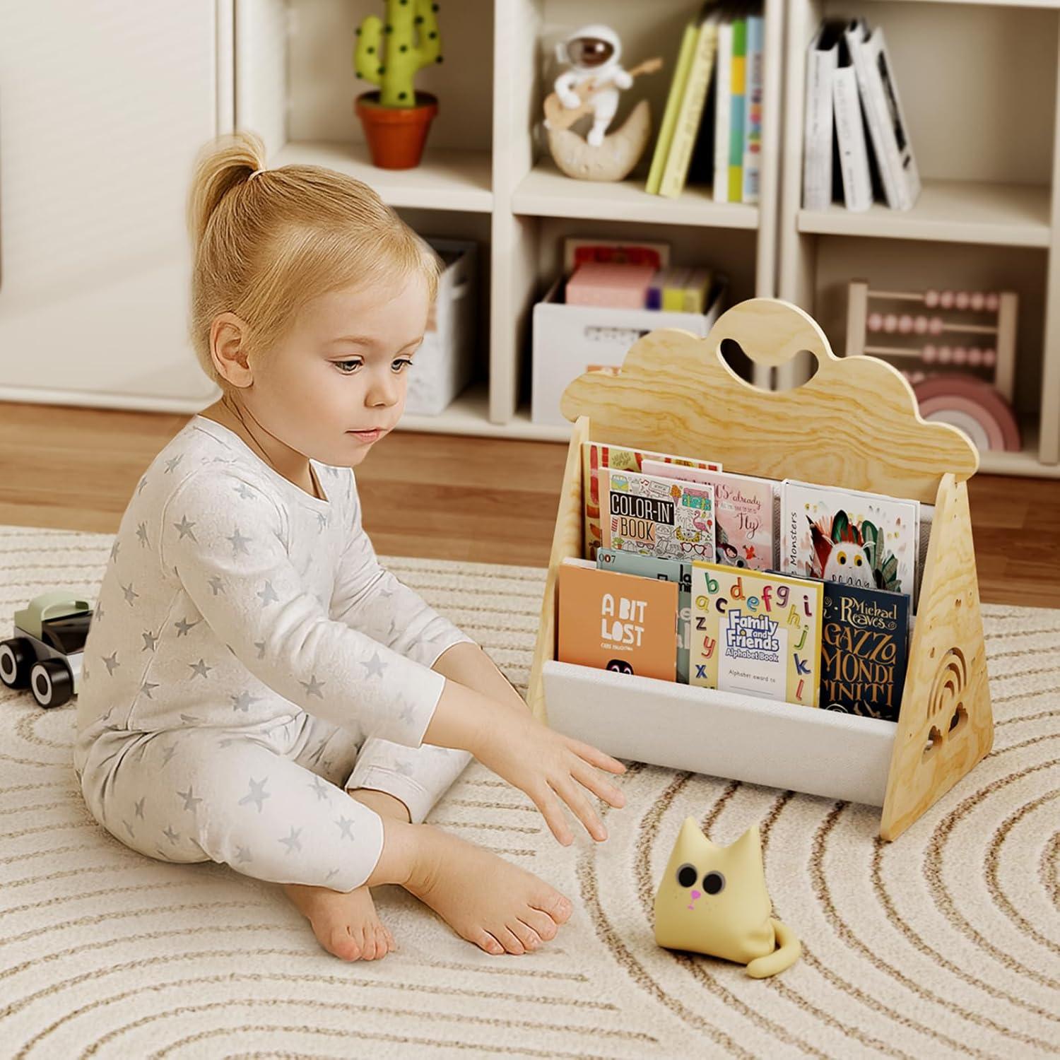 Estantería de Libros de Madera Montessori para Niños - 1.5 kg