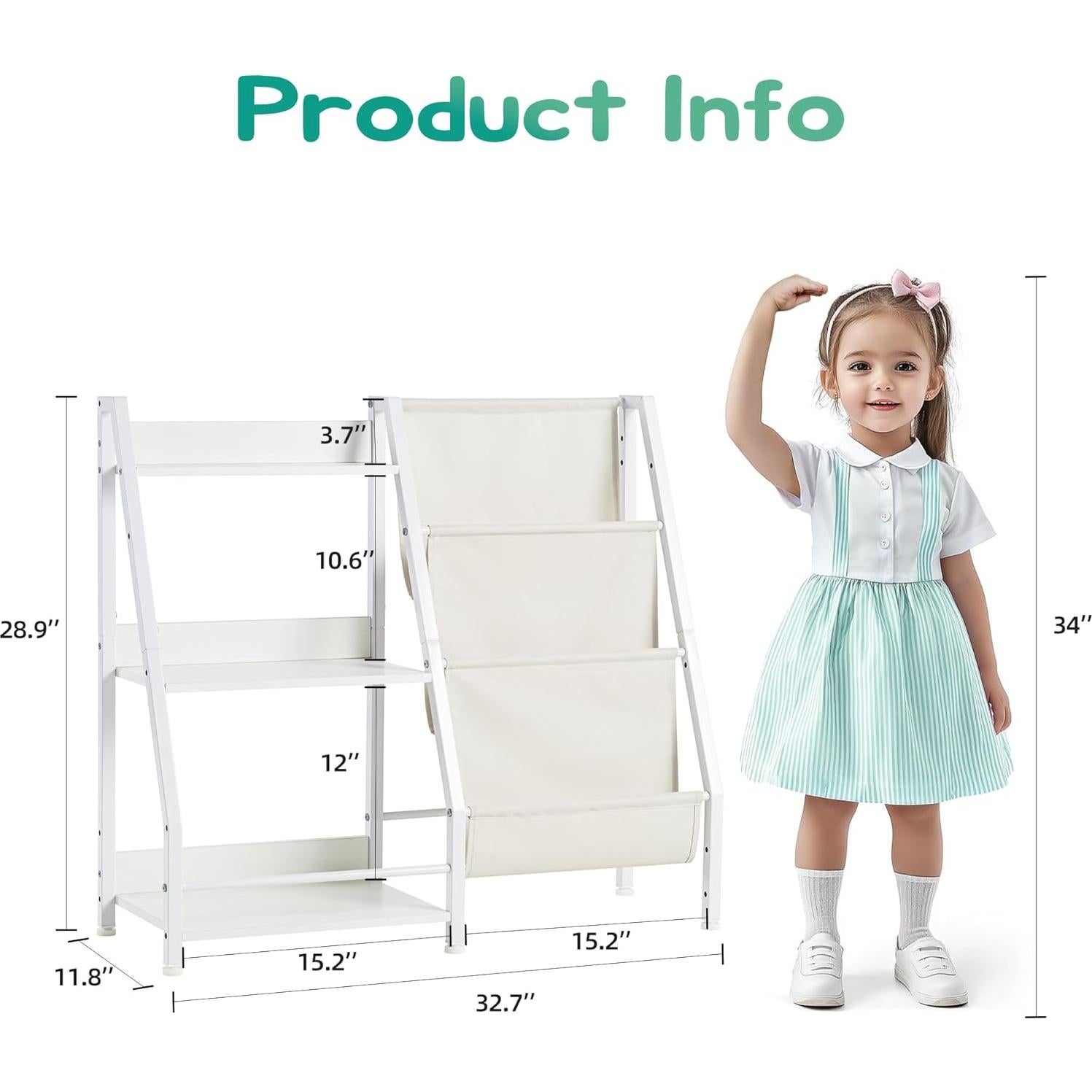 Estantería de Libros Infurnic para Niños 3 Niveles Blanca