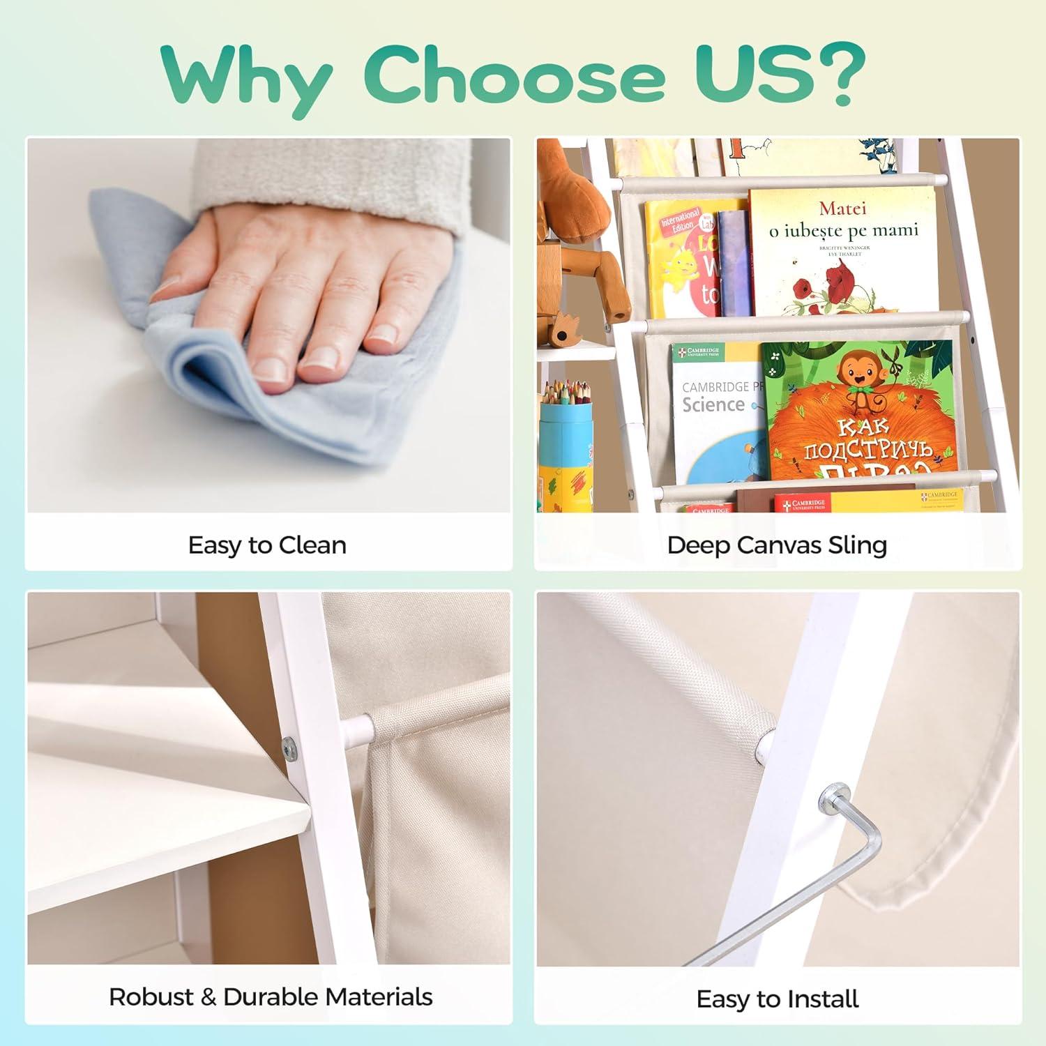 Estantería de Libros Infurnic para Niños 3 Niveles Blanca