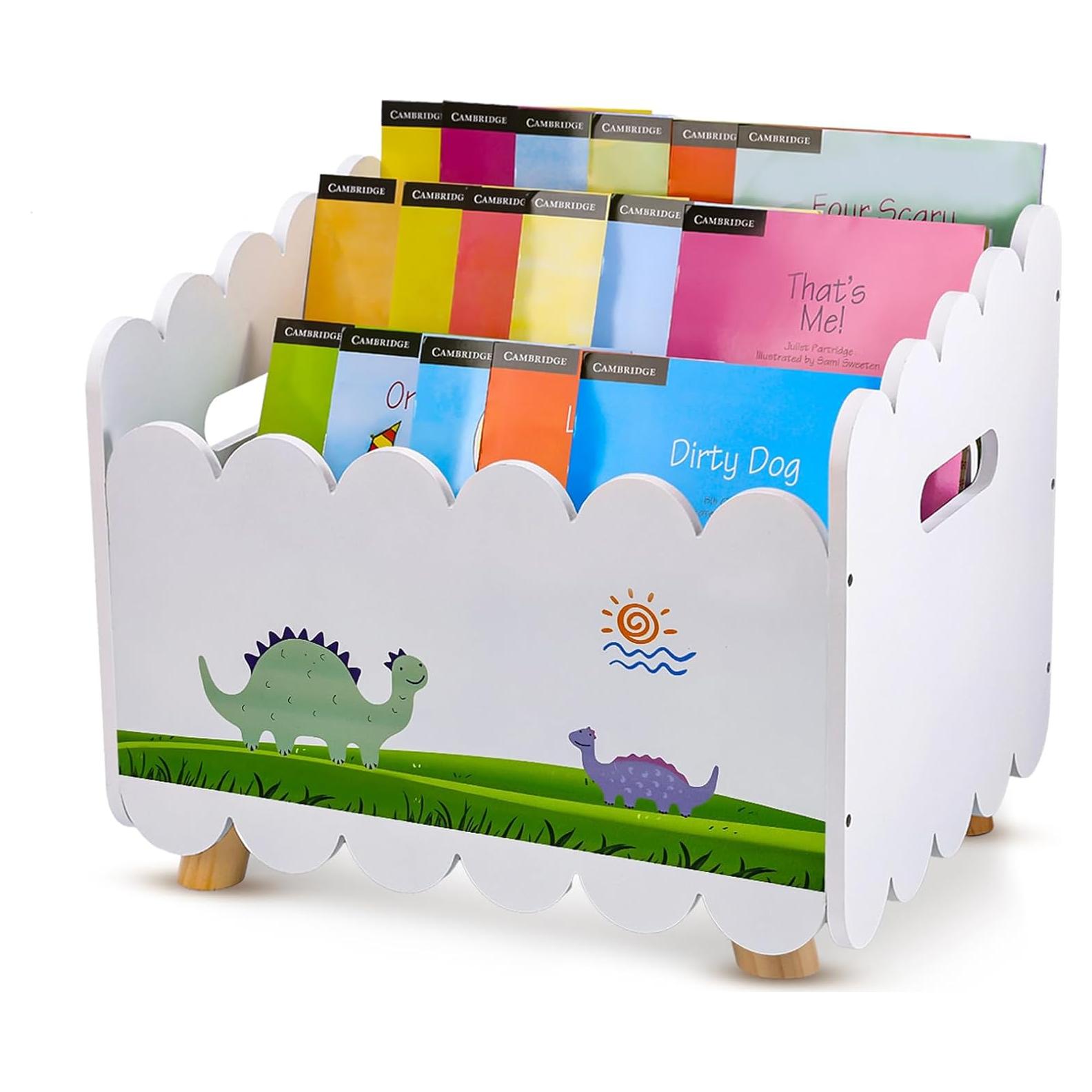 Estantería de Madera QwayHome Montessori para Niños - 2 Divisores Ajustables - Organizador de Juguetes y Libros