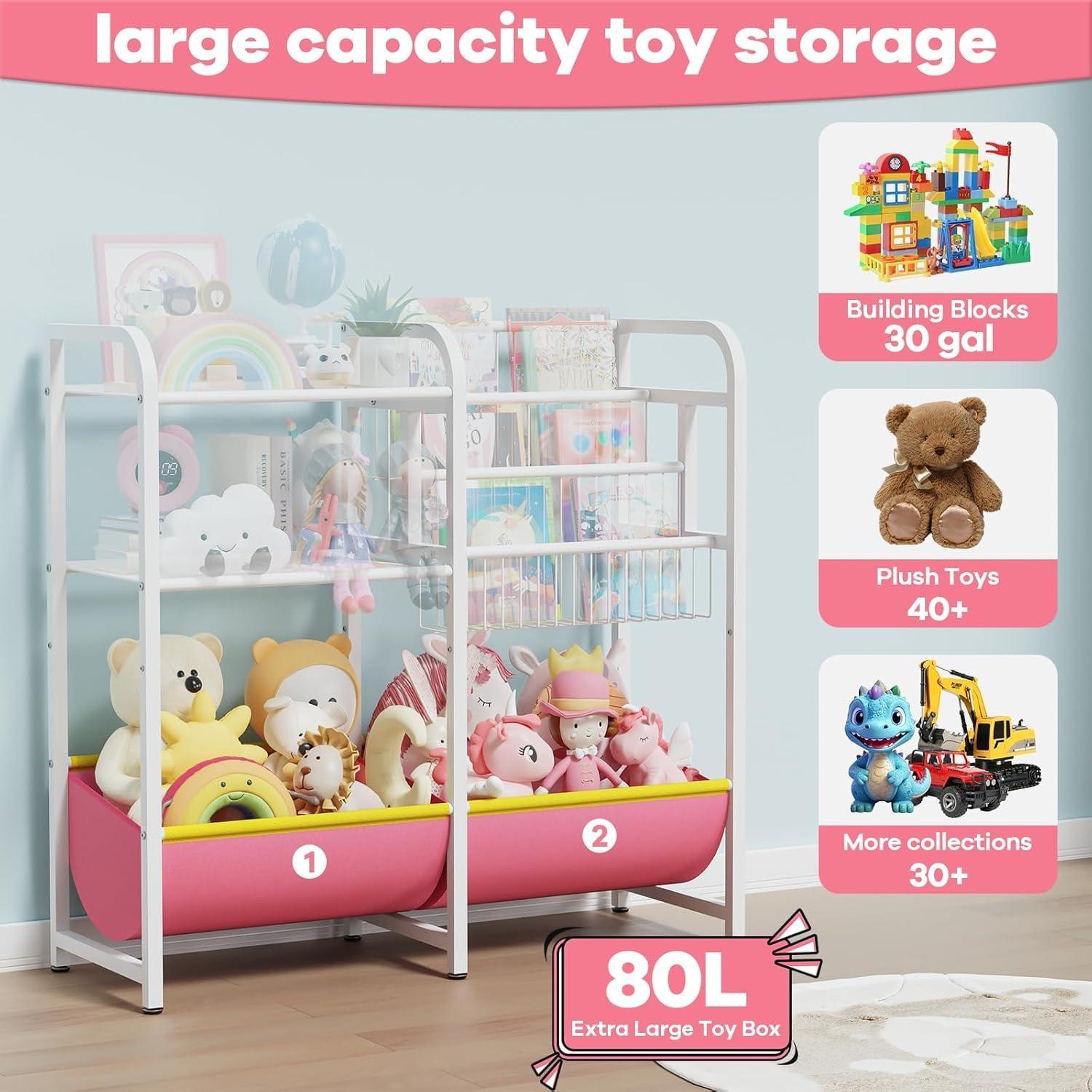 Estantería de Libros y Juguetes GUIBUKEYAN Rosa 3 Niveles