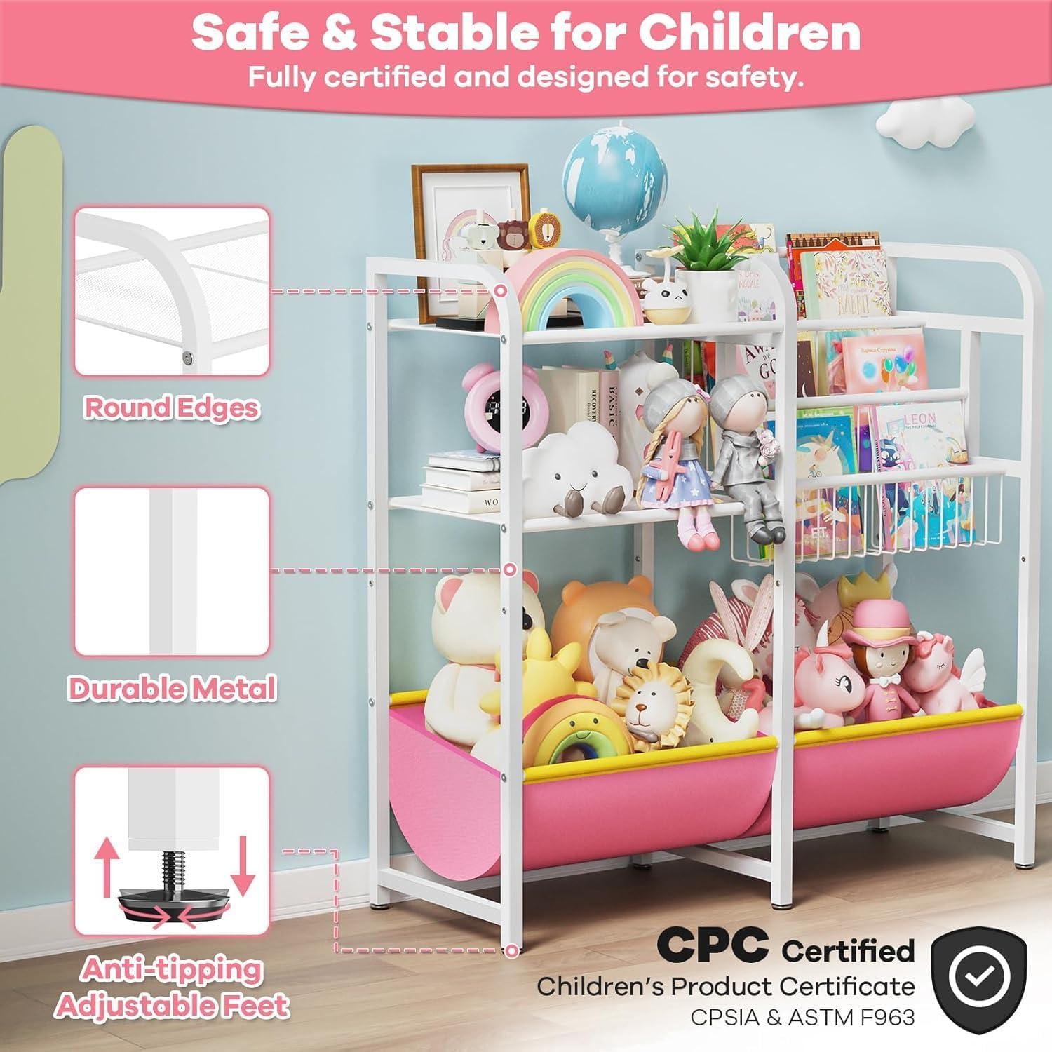 Estantería de Libros y Juguetes GUIBUKEYAN Rosa 3 Niveles