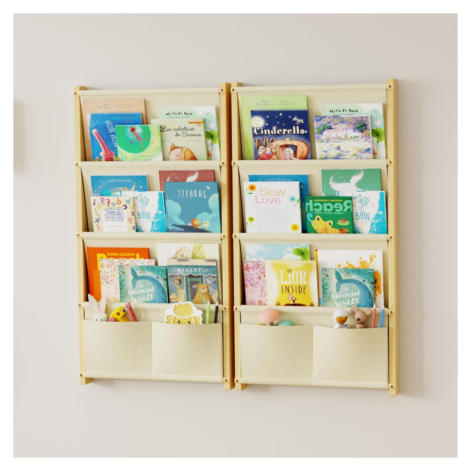 Estantería de Pared para Niños BPMFDTNL 4 Niveles Madera Natural