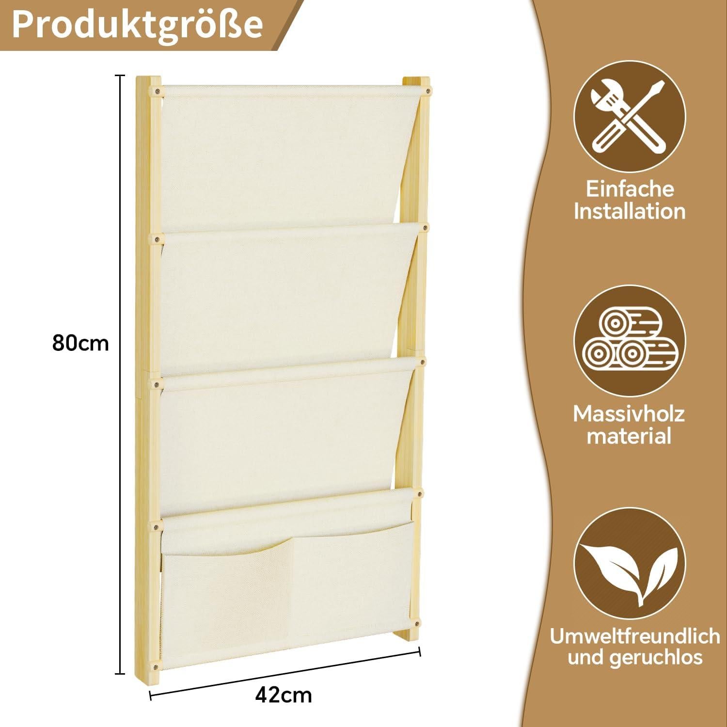 Estantería de Pared para Niños BPMFDTNL 4 Niveles Madera Natural