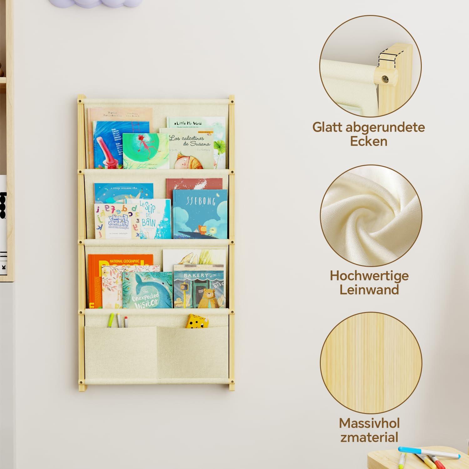 Estantería de Pared para Niños BPMFDTNL 4 Niveles Madera Natural