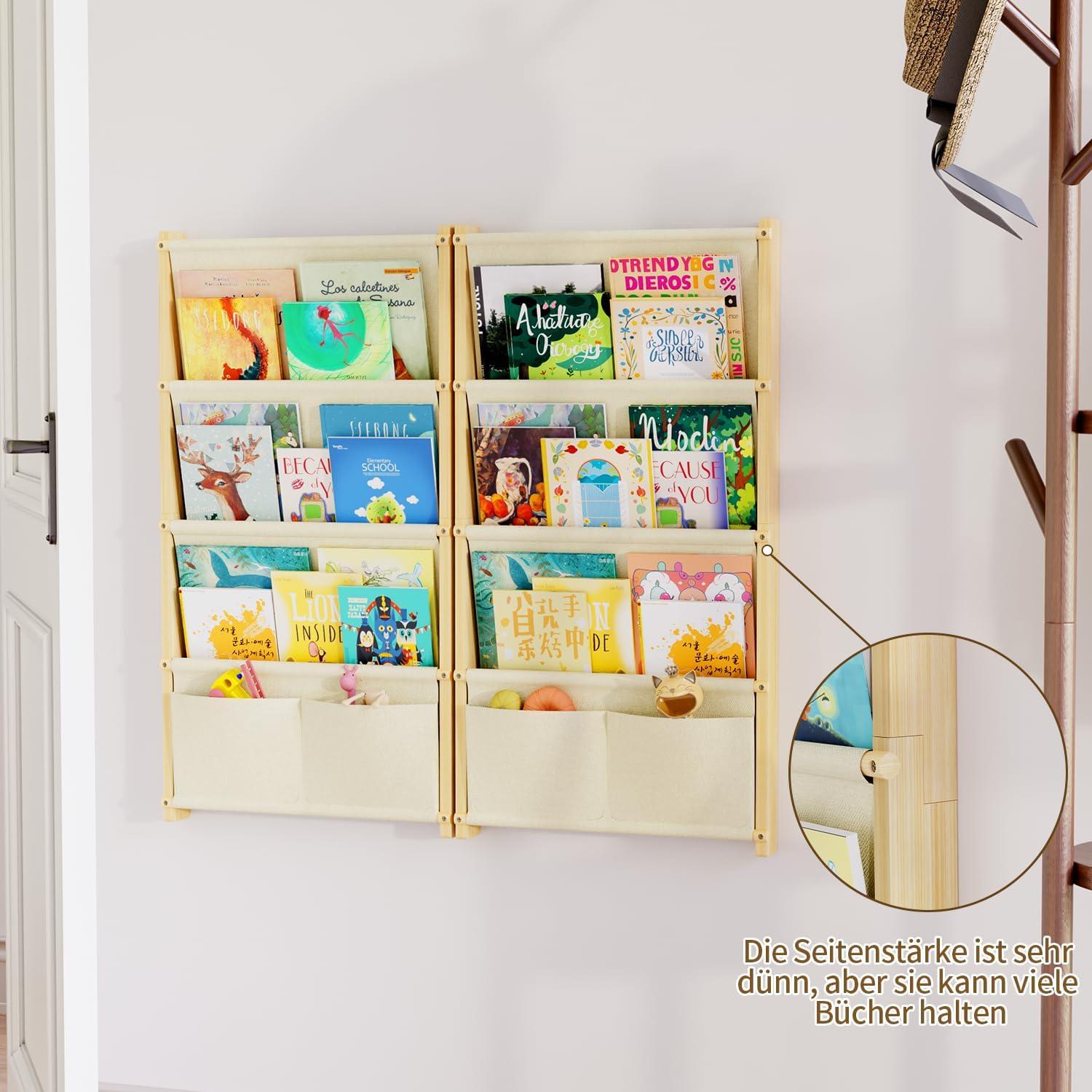 Estantería de Pared para Niños BPMFDTNL 4 Niveles Madera Natural