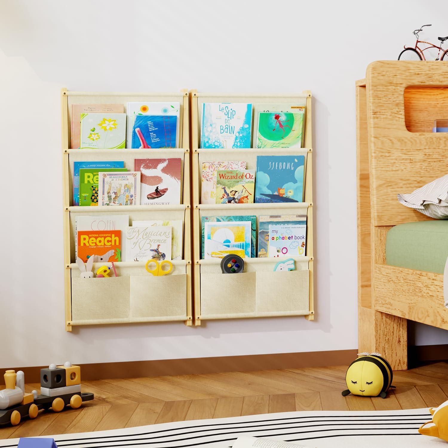 Estantería de Pared para Niños BPMFDTNL 4 Niveles Madera Natural