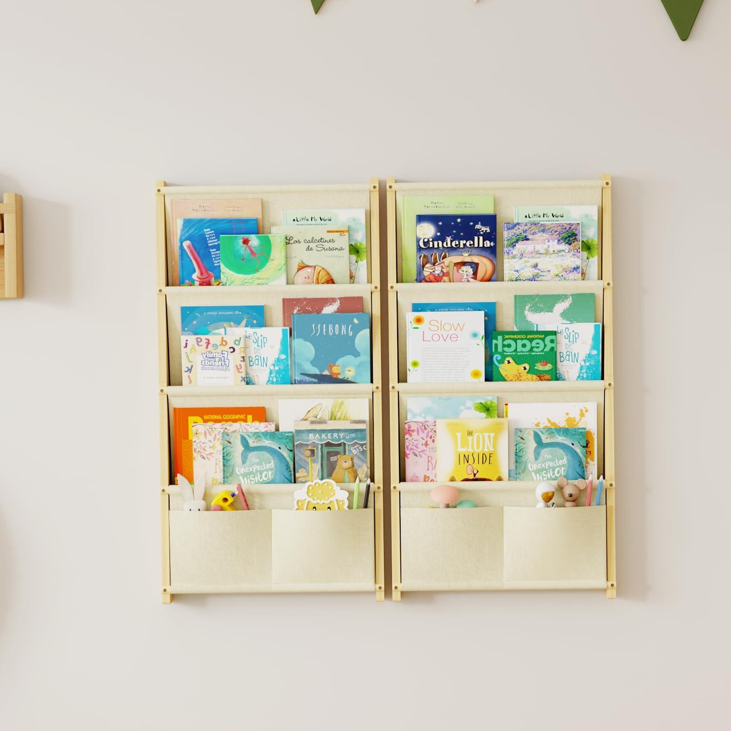 Estantería de Pared para Niños BPMFDTNL 4 Niveles Madera Natural