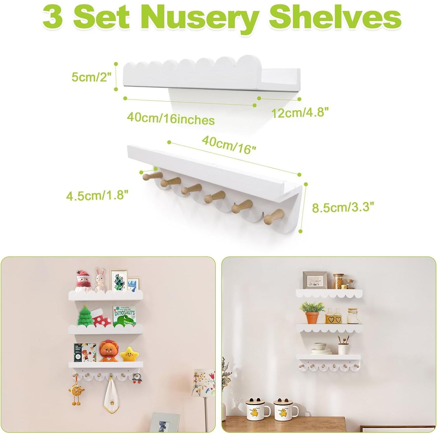 Estantes Flotantes de Madera Varbonia 40.64 cm para Niños - 3 Paquete