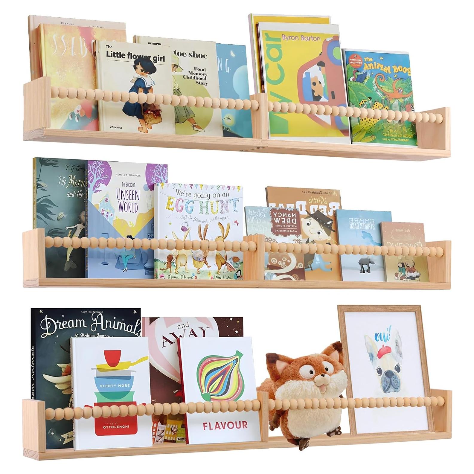 Estanterías Flotantes para Libros Birola 81 cm Set de 3 Natural