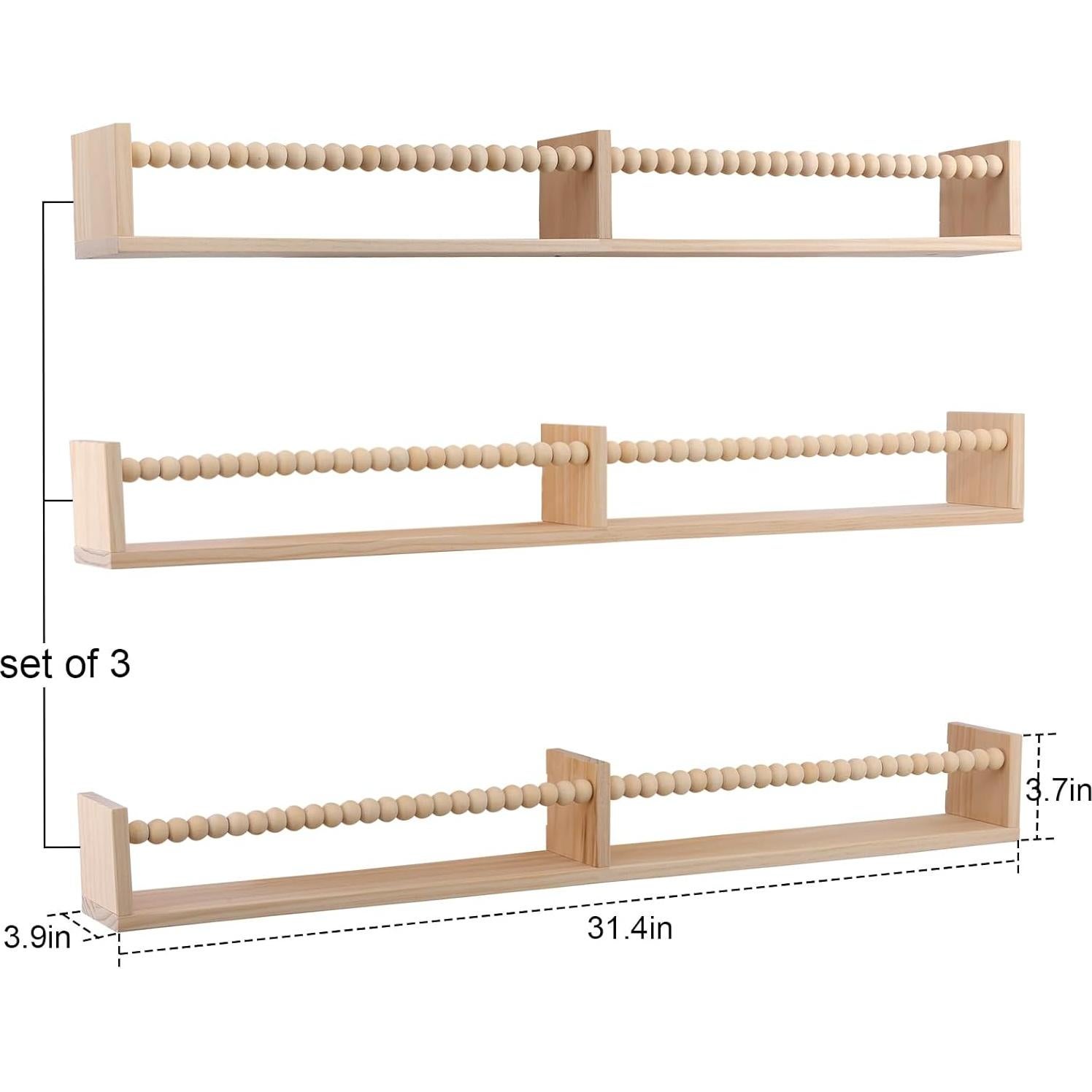 Estanterías Flotantes para Libros Birola 81 cm Set de 3 Natural