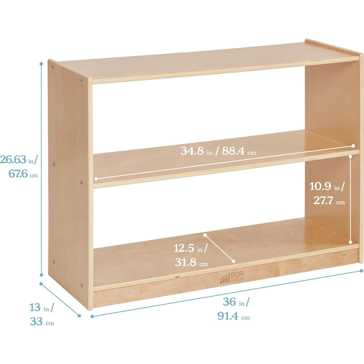 Gabinete de Almacenamiento Móvil ECR4Kids 2 Estantes Natural