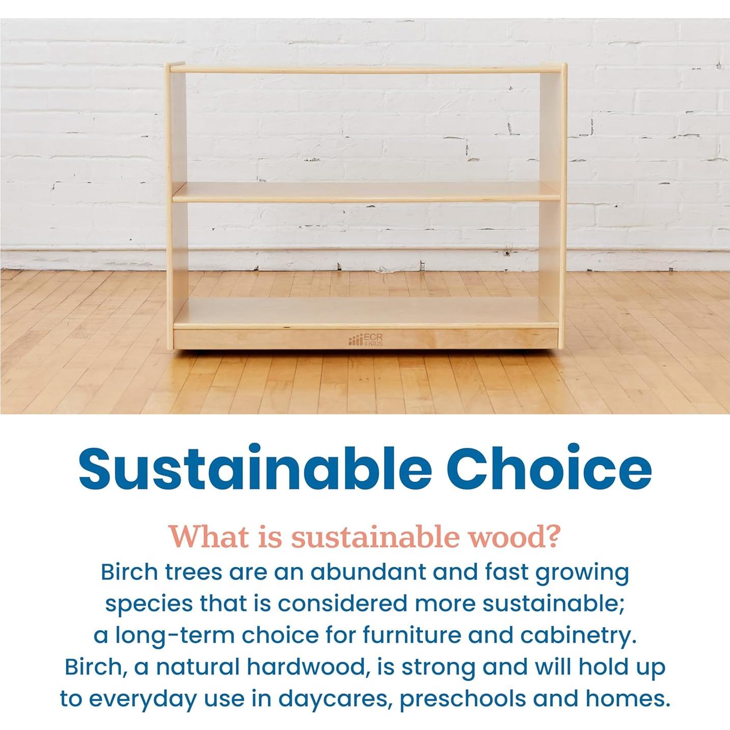 Gabinete de Almacenamiento Móvil ECR4Kids 2 Estantes Natural