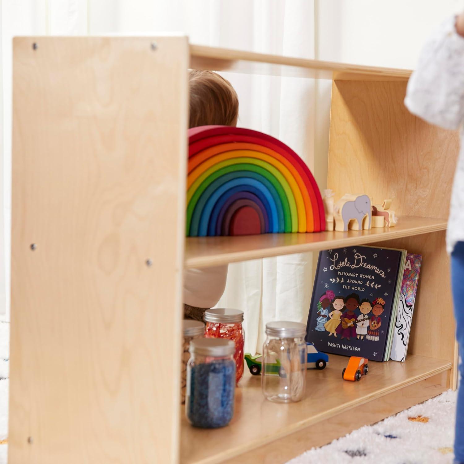 Gabinete de Almacenamiento Móvil ECR4Kids 2 Estantes Natural