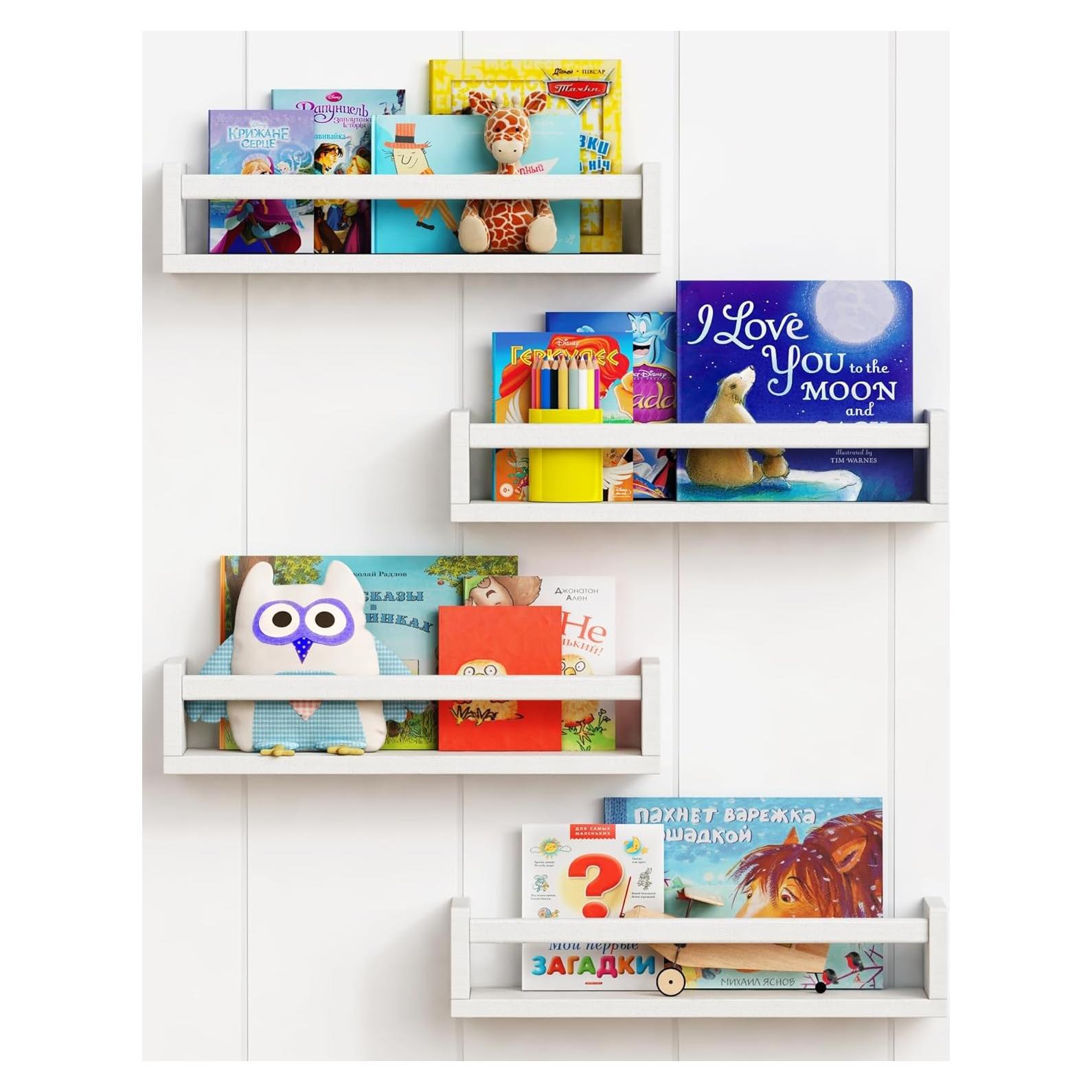 Estanterías Flotantes Forbena Set de 4 Blancas para Libros