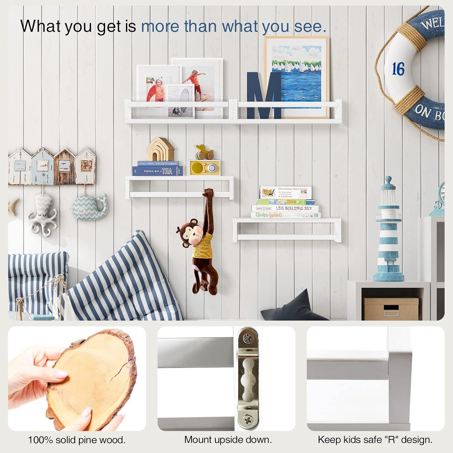 Estanterías Flotantes Forbena Set de 4 Blancas para Libros