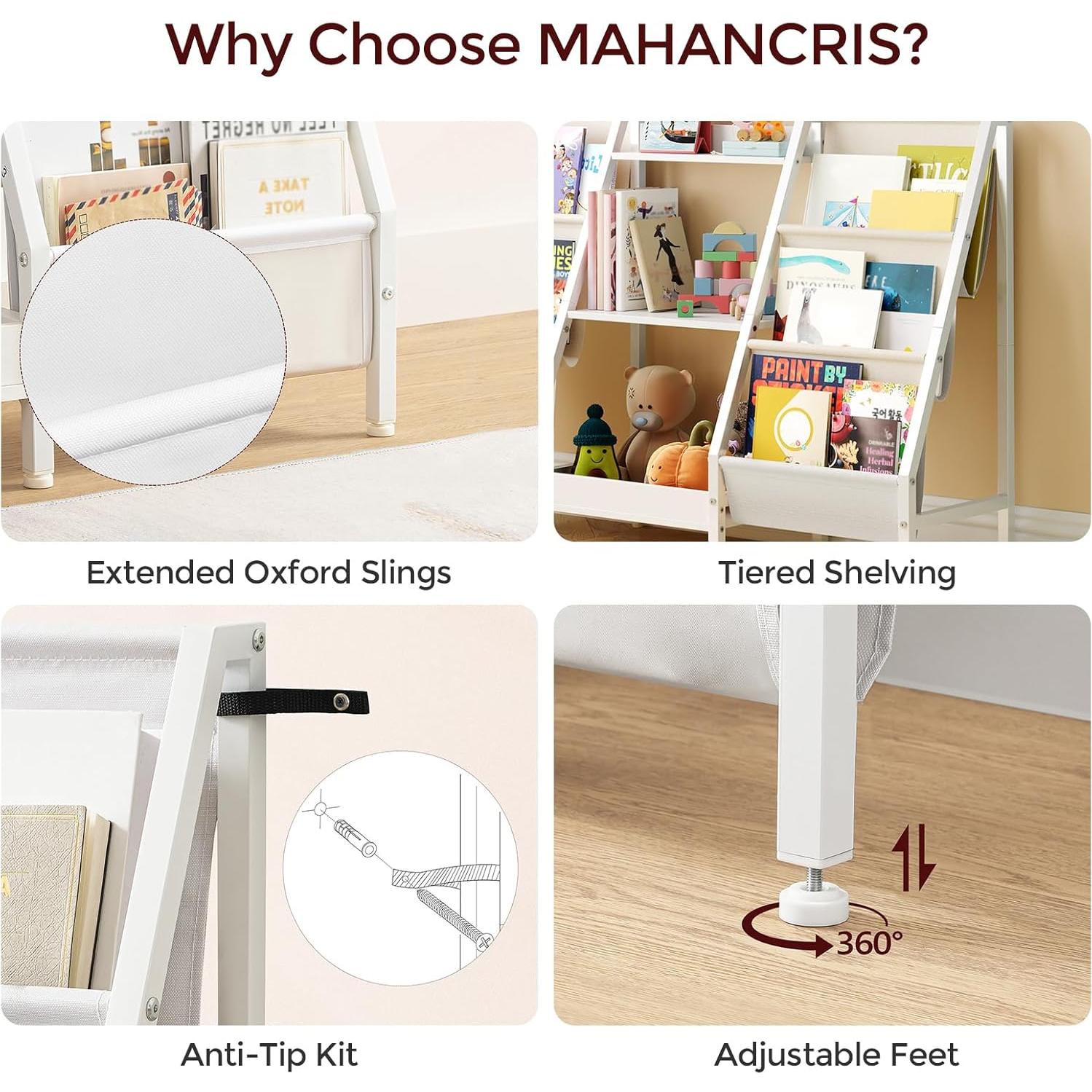 Estantería Infantil MAHANCRIS 3 Niveles Blanco Almacenamiento