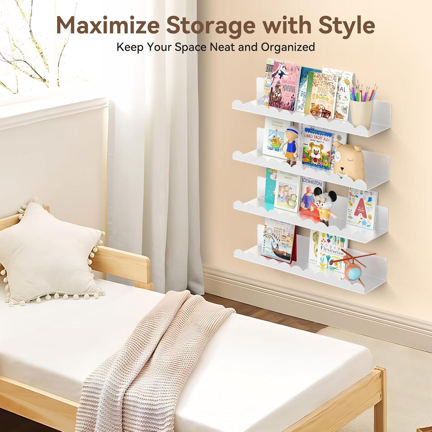 Estantes Flotantes de Metal Gattlukd 43 cm Blancos 4 Piezas