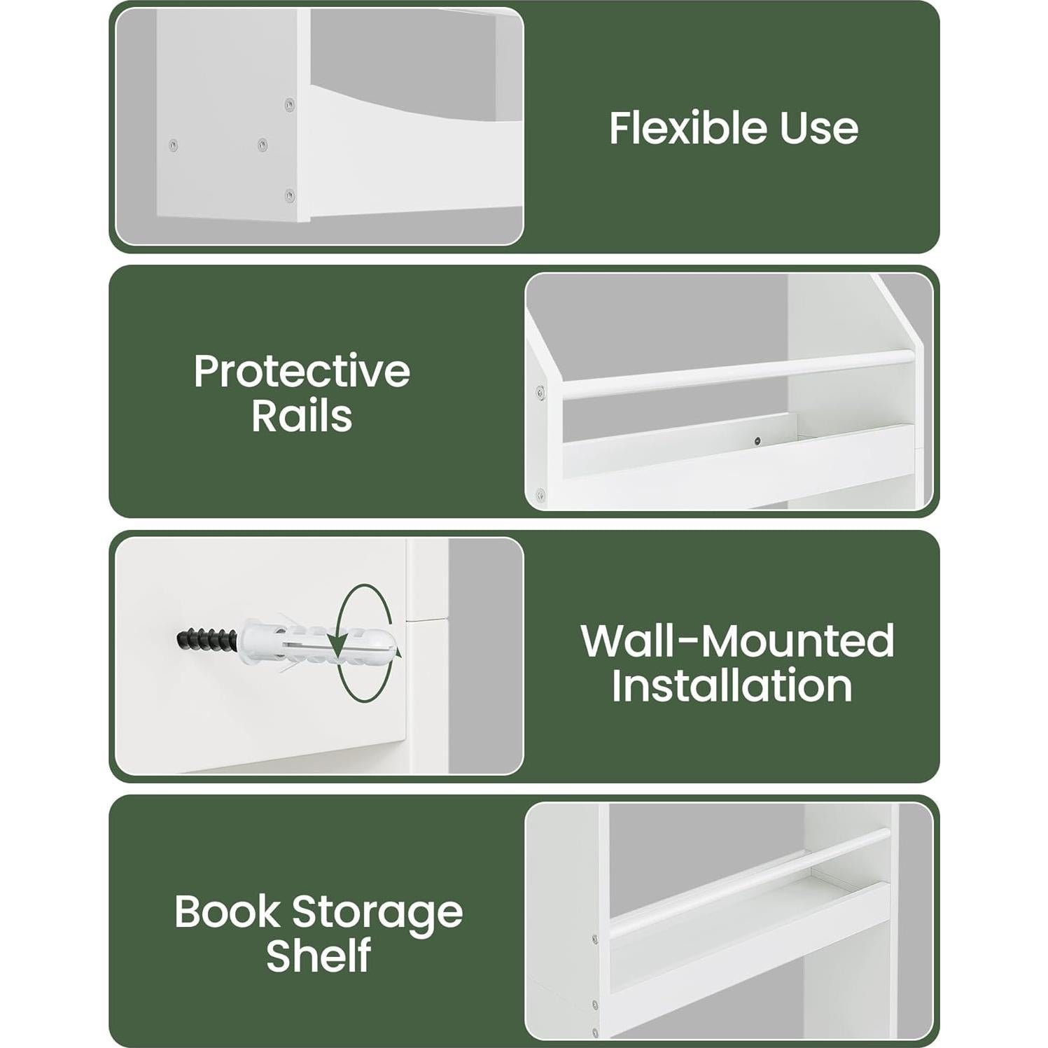 Estantería Infantil Montada en Pared CHOEZON 4 Niveles Blanca