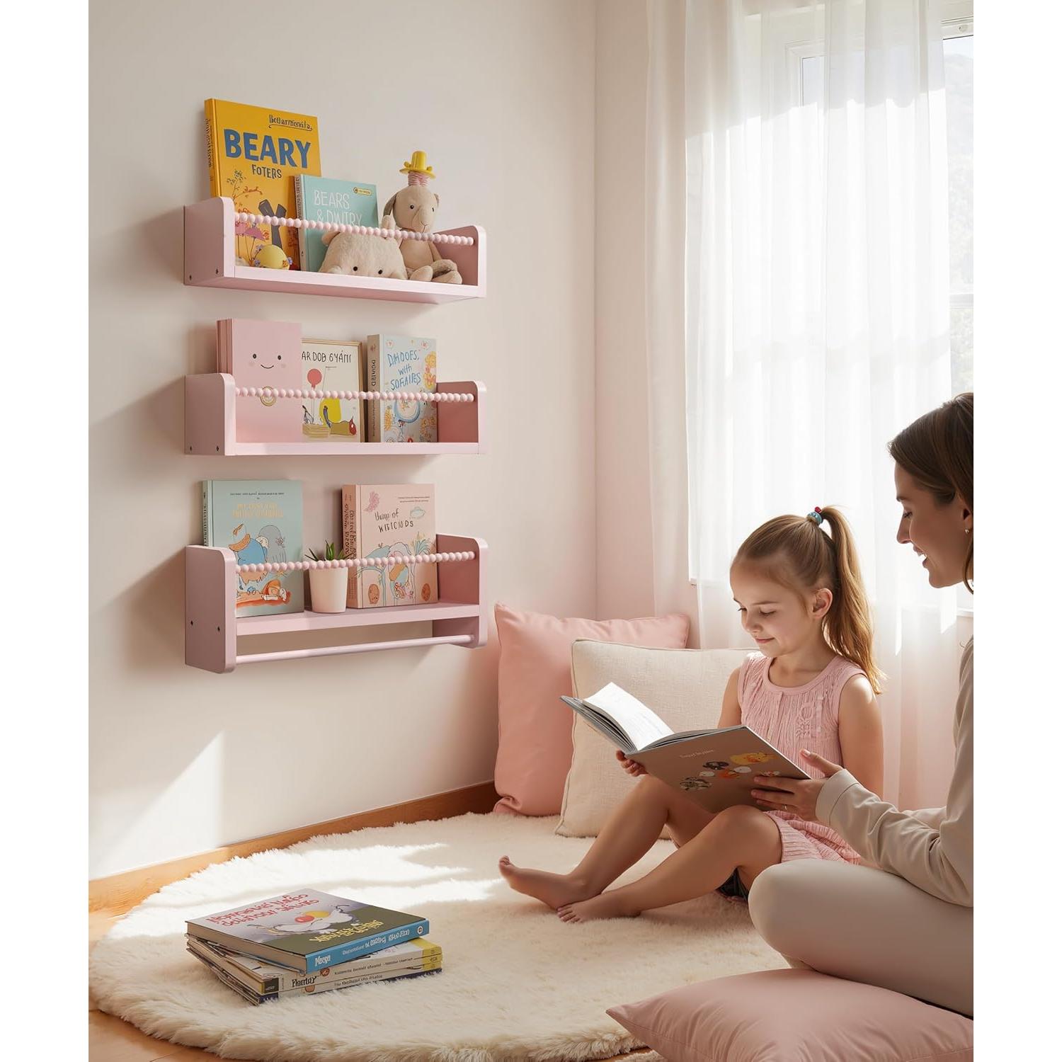 Estantería Flotante Rosa Mazjoaru - Juego de 3 Unidades 40.6 cm