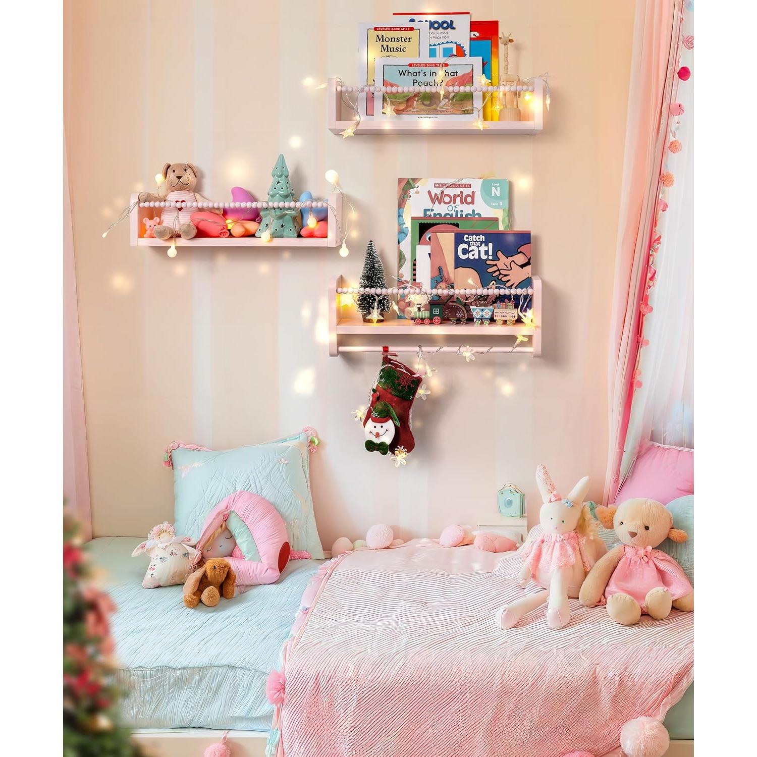 Estantería Flotante Rosa Mazjoaru - Juego de 3 Unidades 40.6 cm