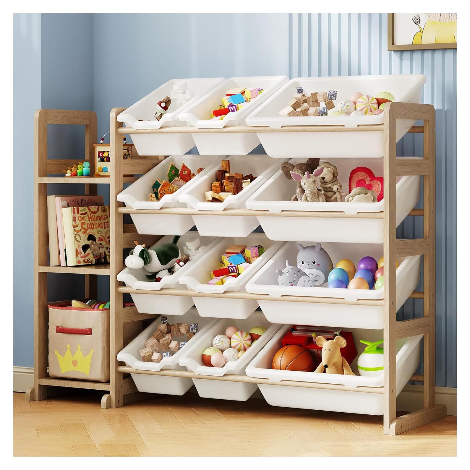 Organizador de Juguetes EXPERLAM con 3 Estantes y 12 Contenedores