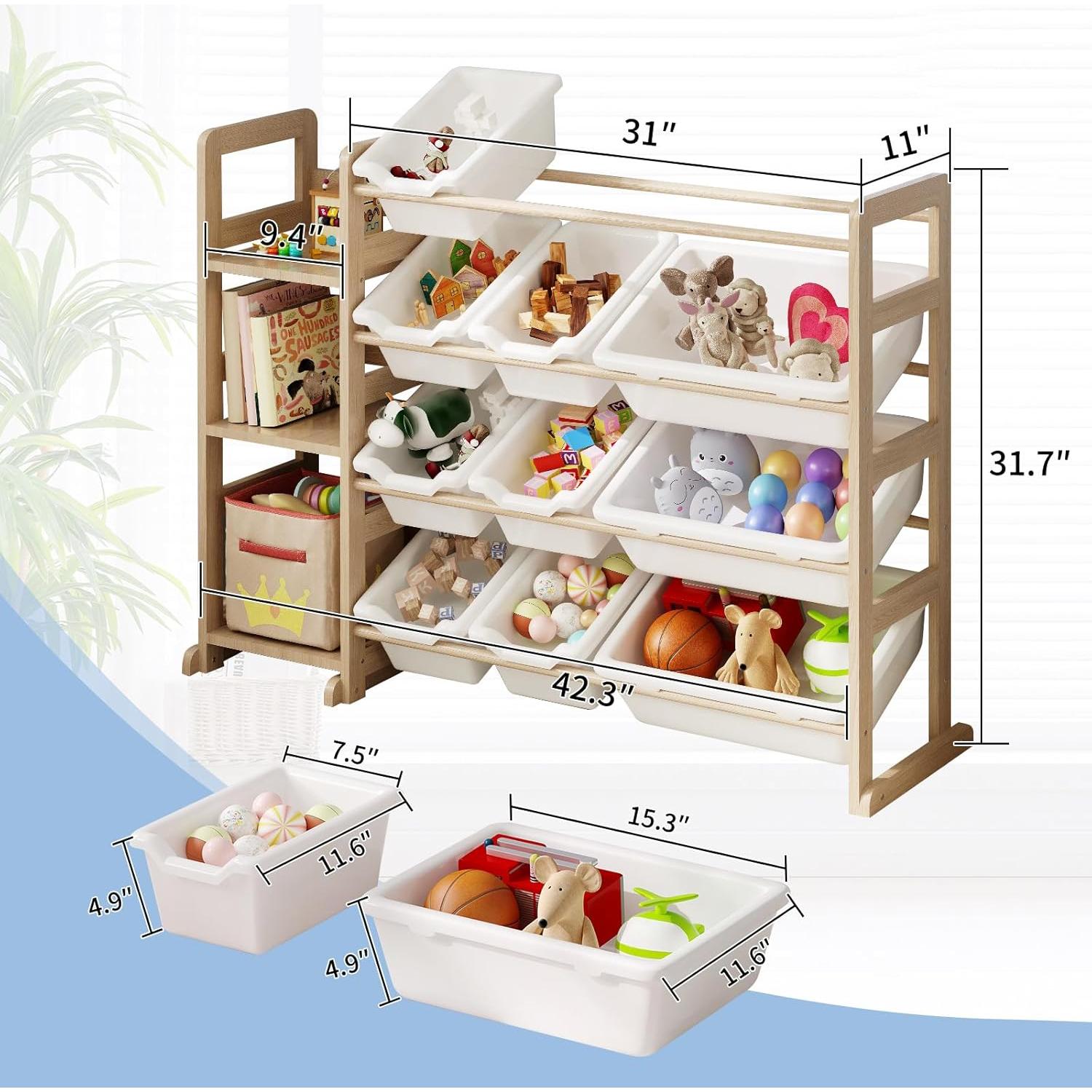 Organizador de Juguetes EXPERLAM con 3 Estantes y 12 Contenedores