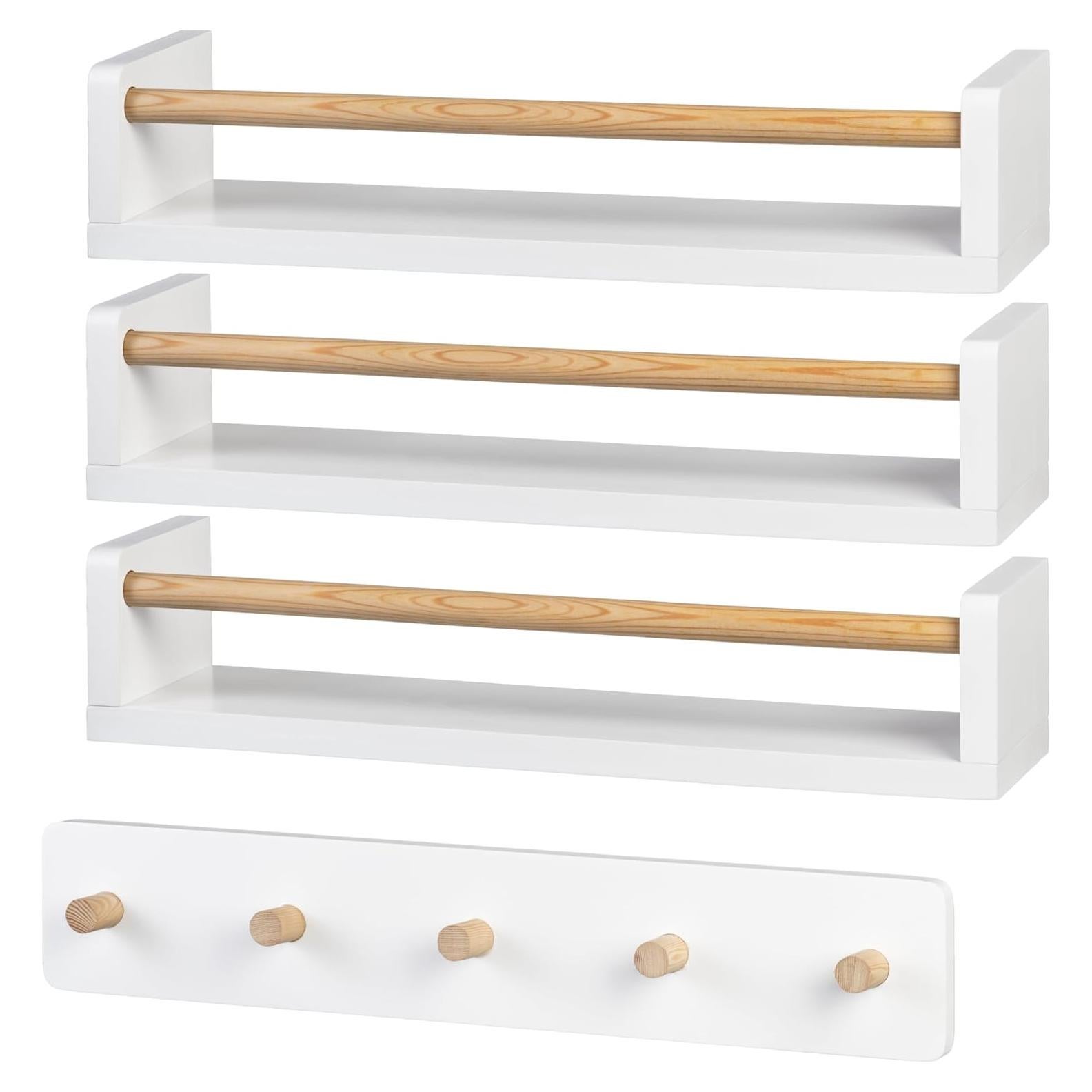 Estantes Flotantes Pricklpear con Perchero - 42 cm, Juego de 4