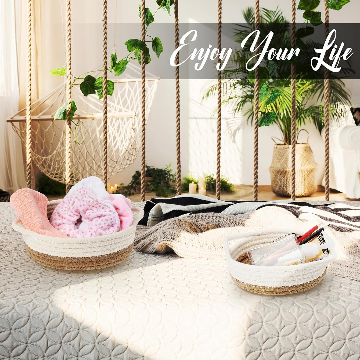 Cestas Organizadoras de Algodón Sieral - 10 Piezas Redondas