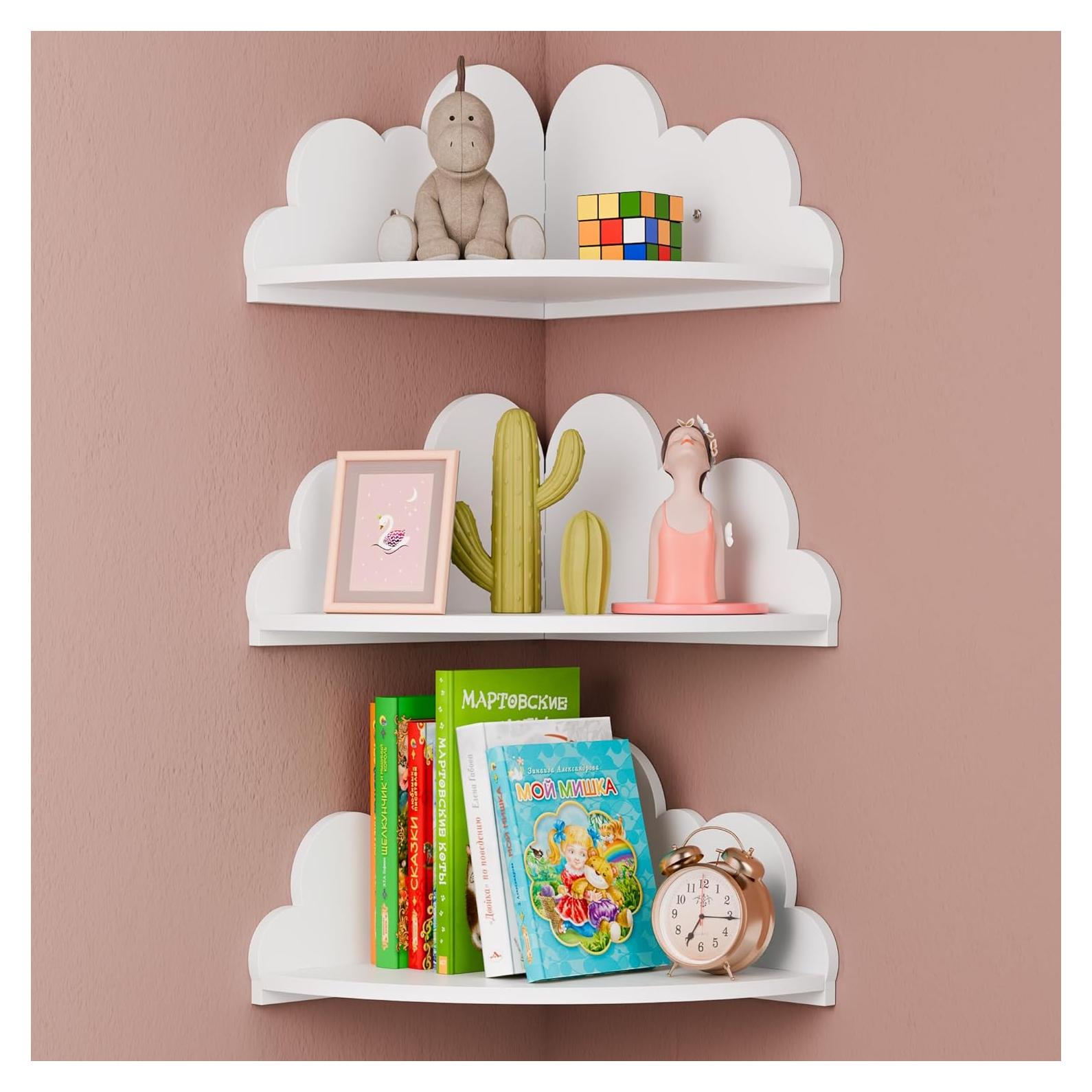 Estantes de Esquina Flotantes Beskadi - Nube Blanca, Juego de 3
