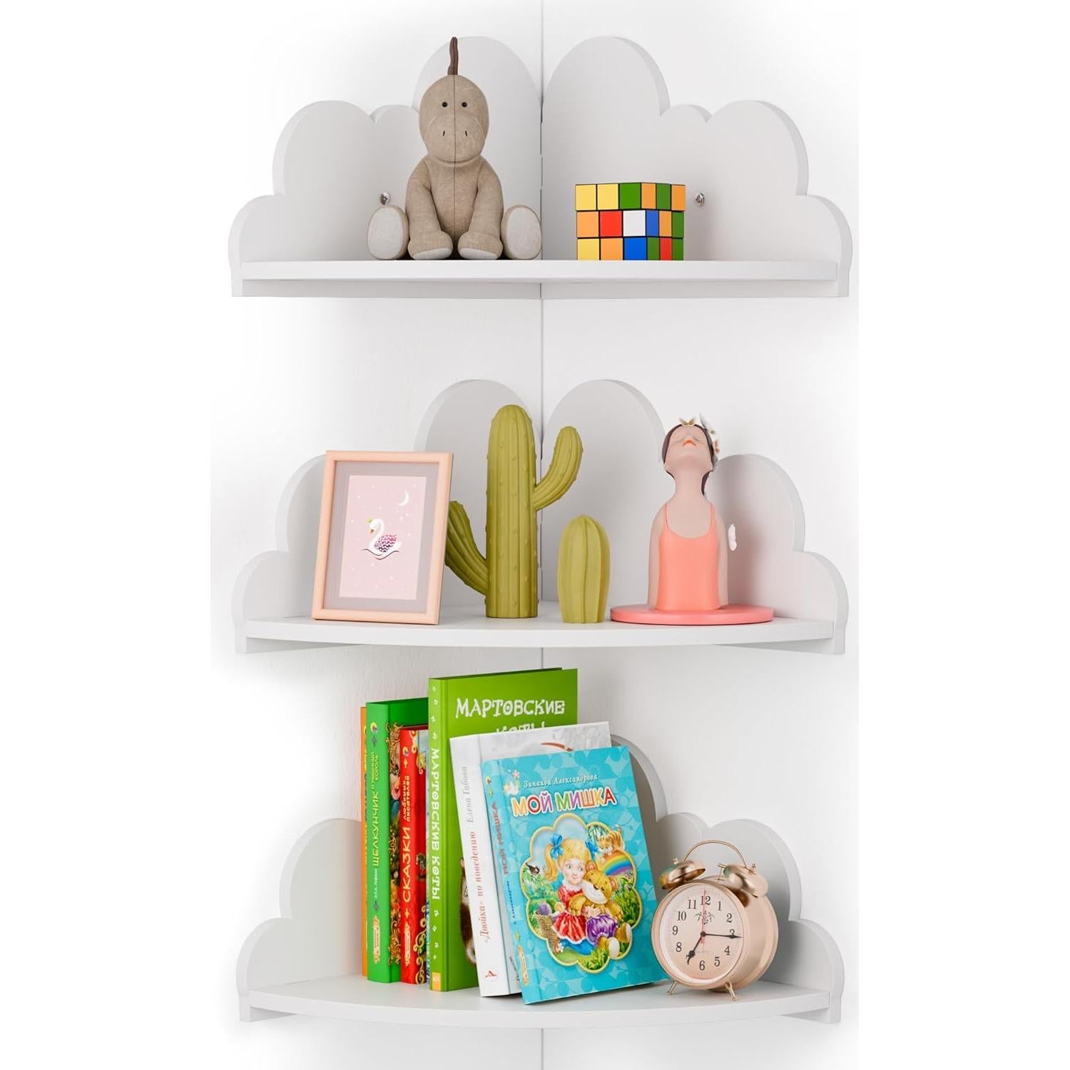 Estantes de Esquina Flotantes Beskadi - Nube Blanca, Juego de 3