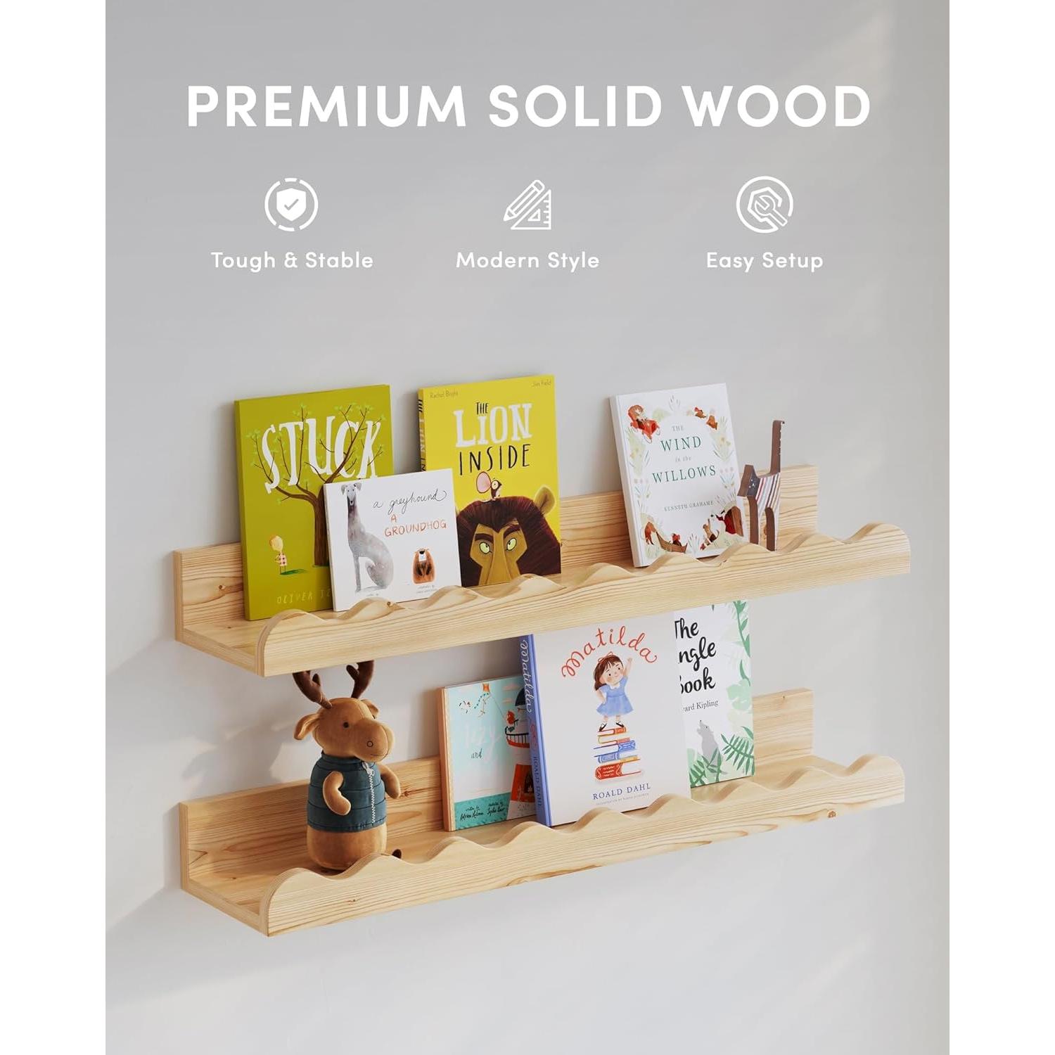 Juego de 4 estanterías flotantes de madera Seocry para guardería