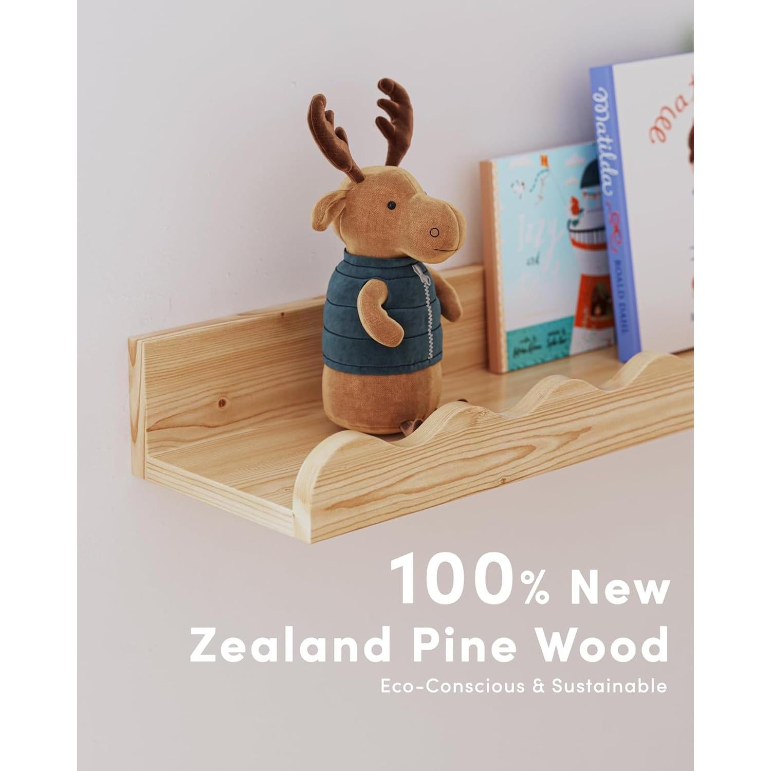 Juego de 4 estanterías flotantes de madera Seocry para guardería