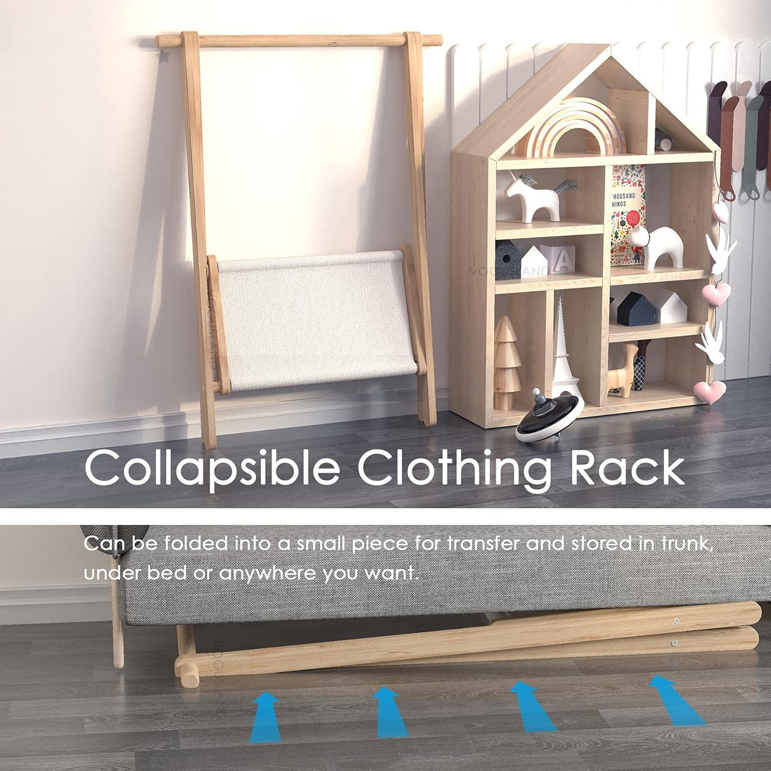 Perchero Infantil VOGUSLAND con Estante, Haya Natural, 75x37x102 cm