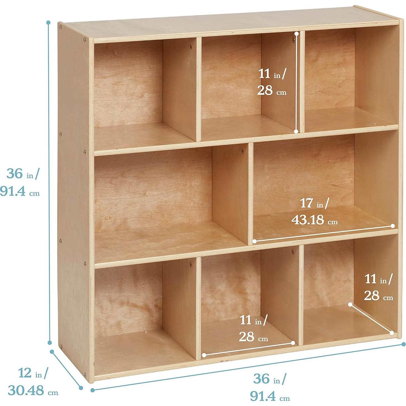 Gabinete de Almacenamiento ECR4Kids 8 Compartimentos Natural 91.4cm