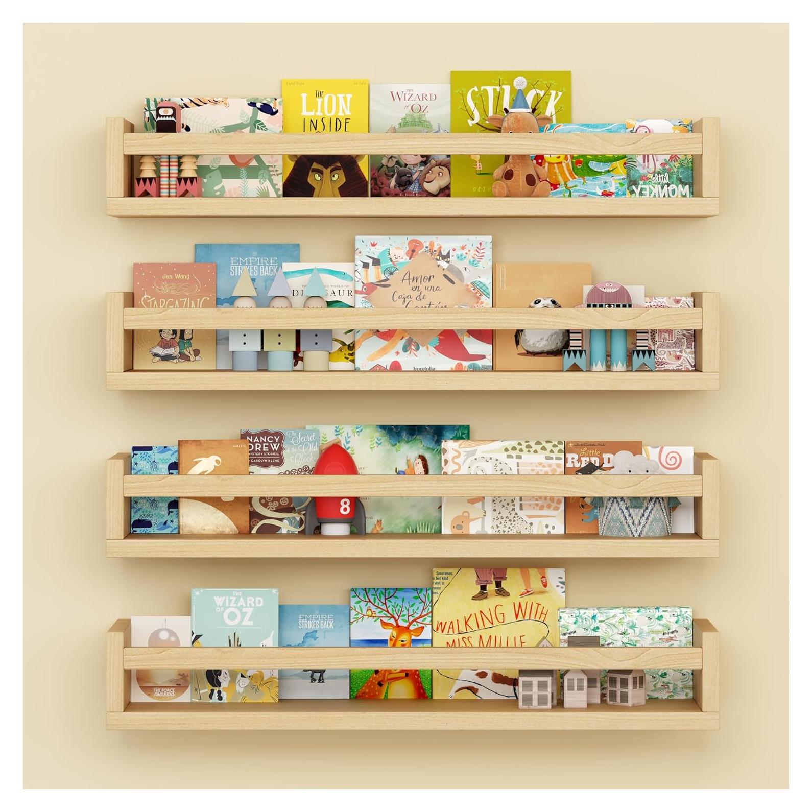 Estanterías Flotantes de Madera Onlysky para Guardería - 4 Unidades