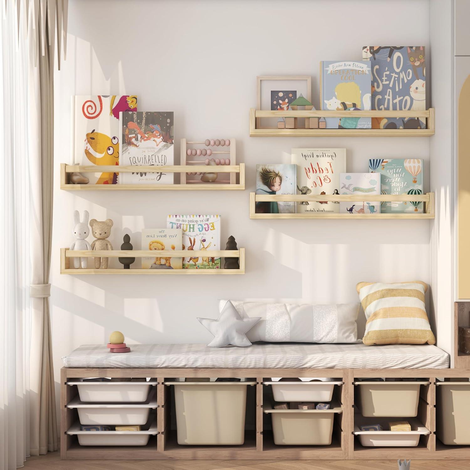 Estanterías Flotantes de Madera Onlysky para Guardería - 4 Unidades