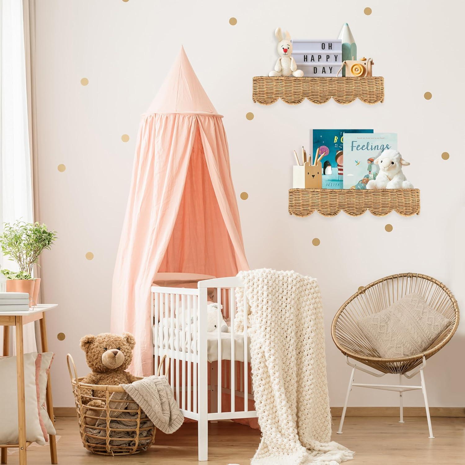 Estante de libros montado en pared VIVIKA 2 unidades ratán natural