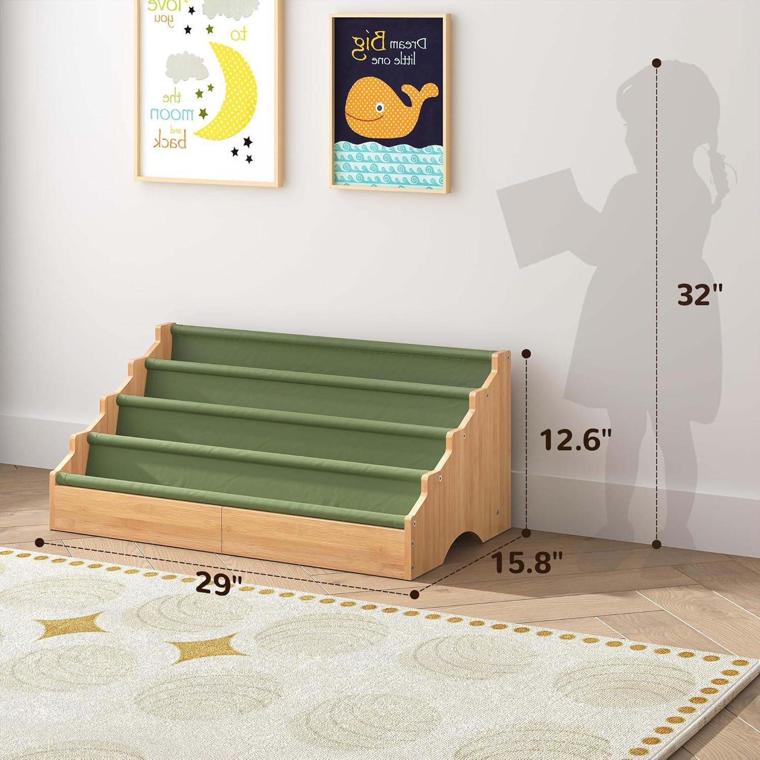 Estantería Montessori ELYKEN para Niños Verde 73.7x40.1 cm