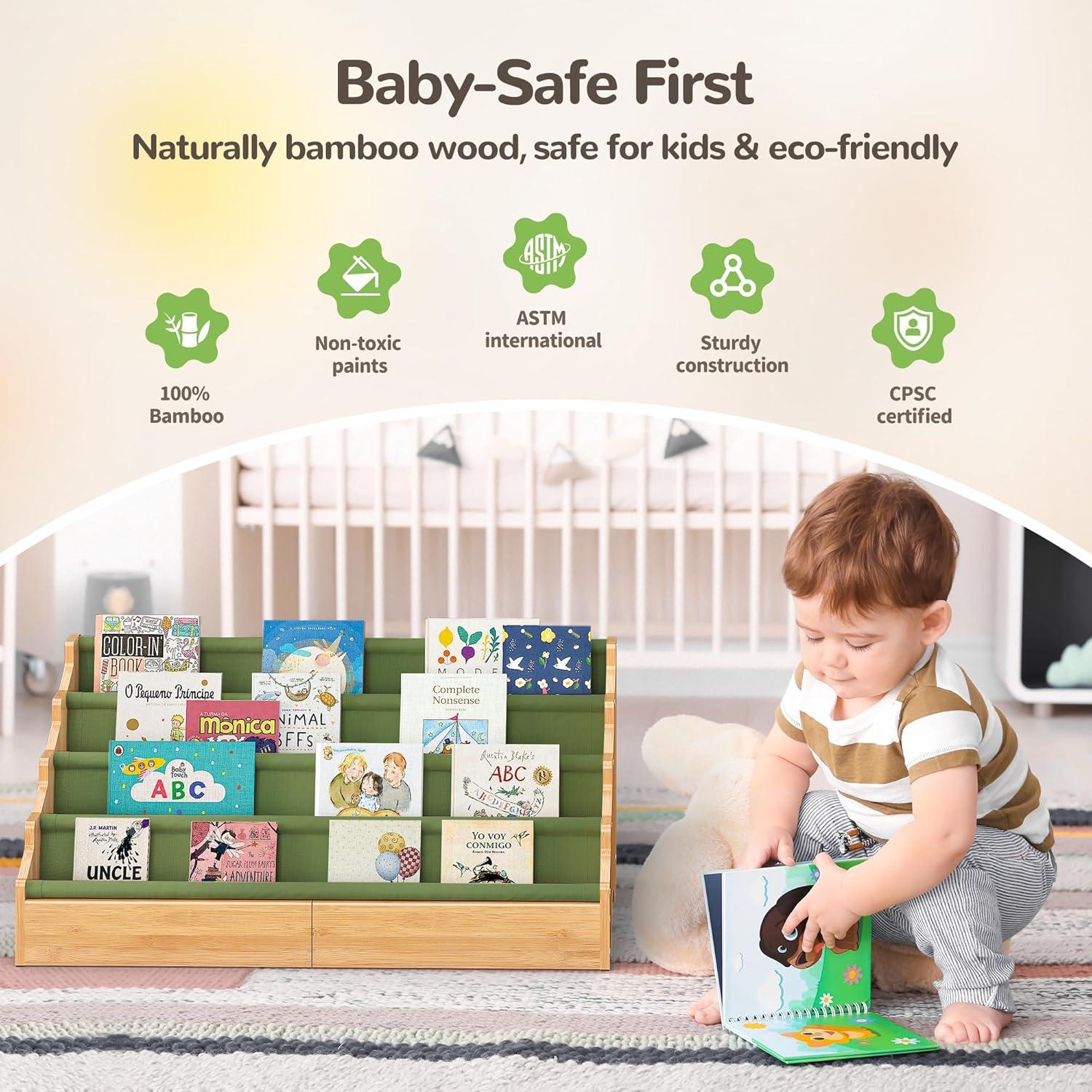 Estantería Montessori ELYKEN para Niños Verde 73.7x40.1 cm