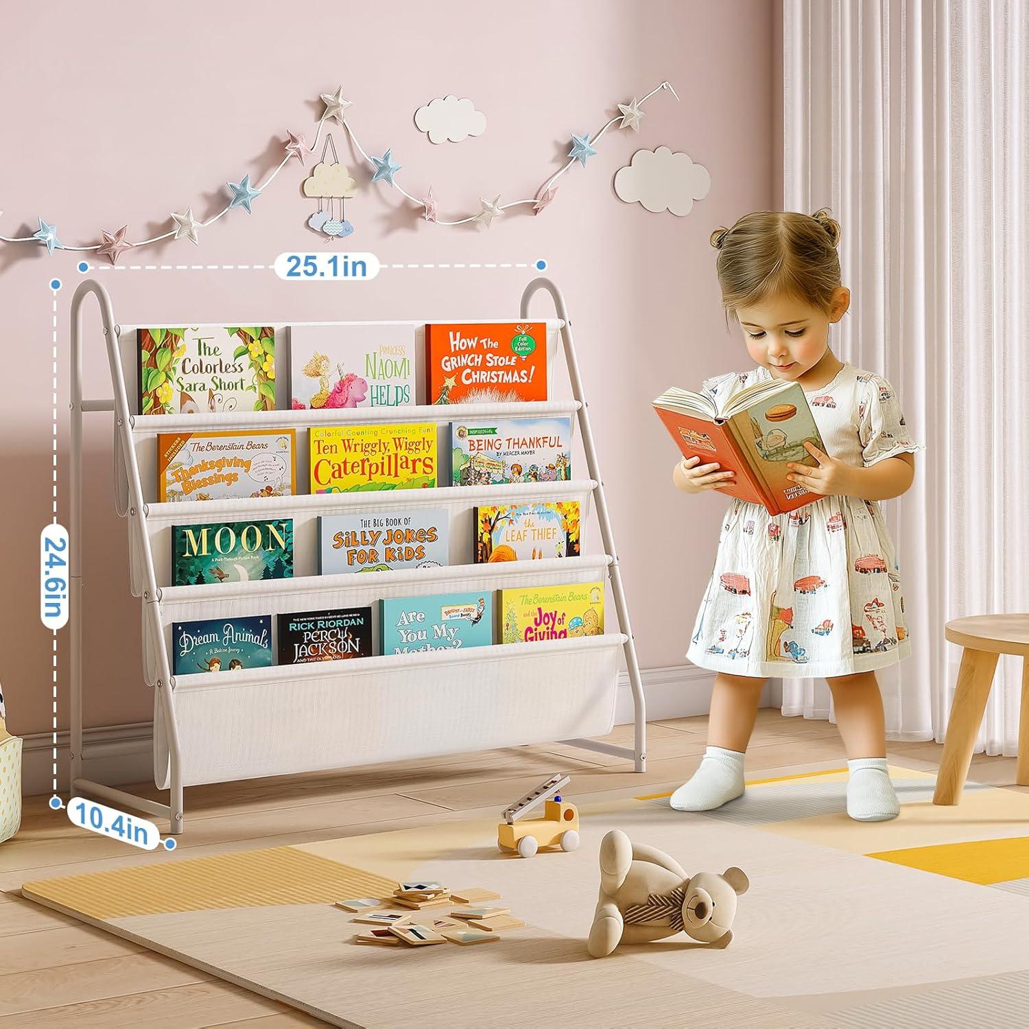 Estantería para Niños Tatub 4 Niveles Tela Oxford Blanca