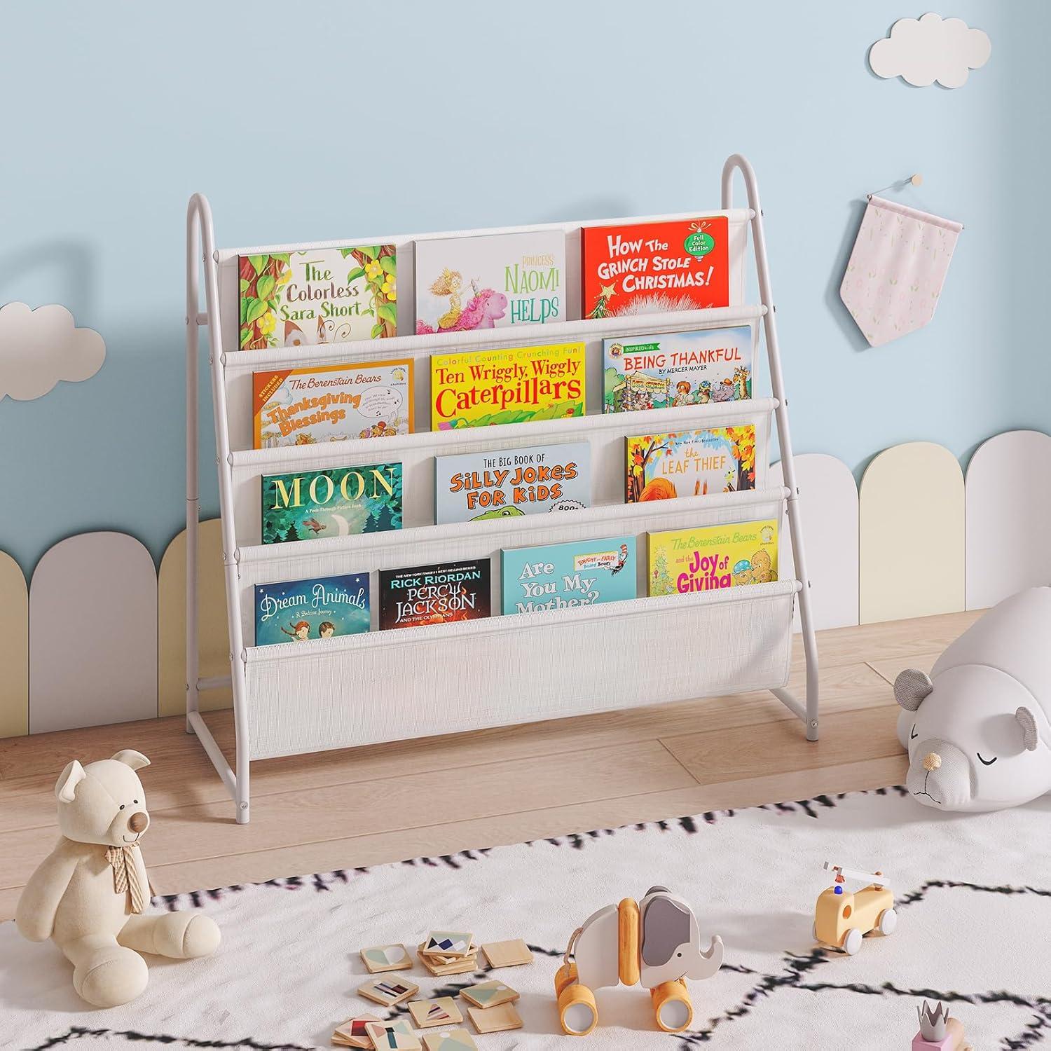 Estantería para Niños Tatub 4 Niveles Tela Oxford Blanca